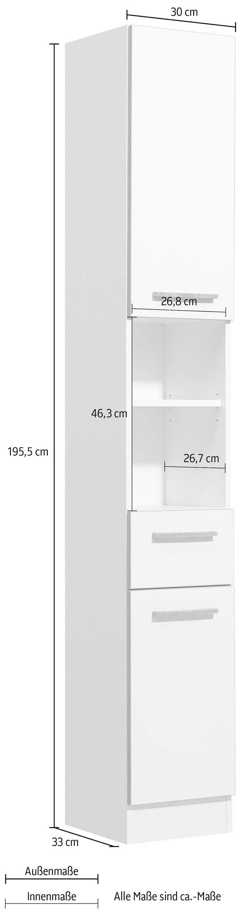 PELIPAL Hochschrank »Quickset 953«, Breite 30 cm, Badschrank mit Sockel,  Schubkasten, offene Fächer bei OTTO