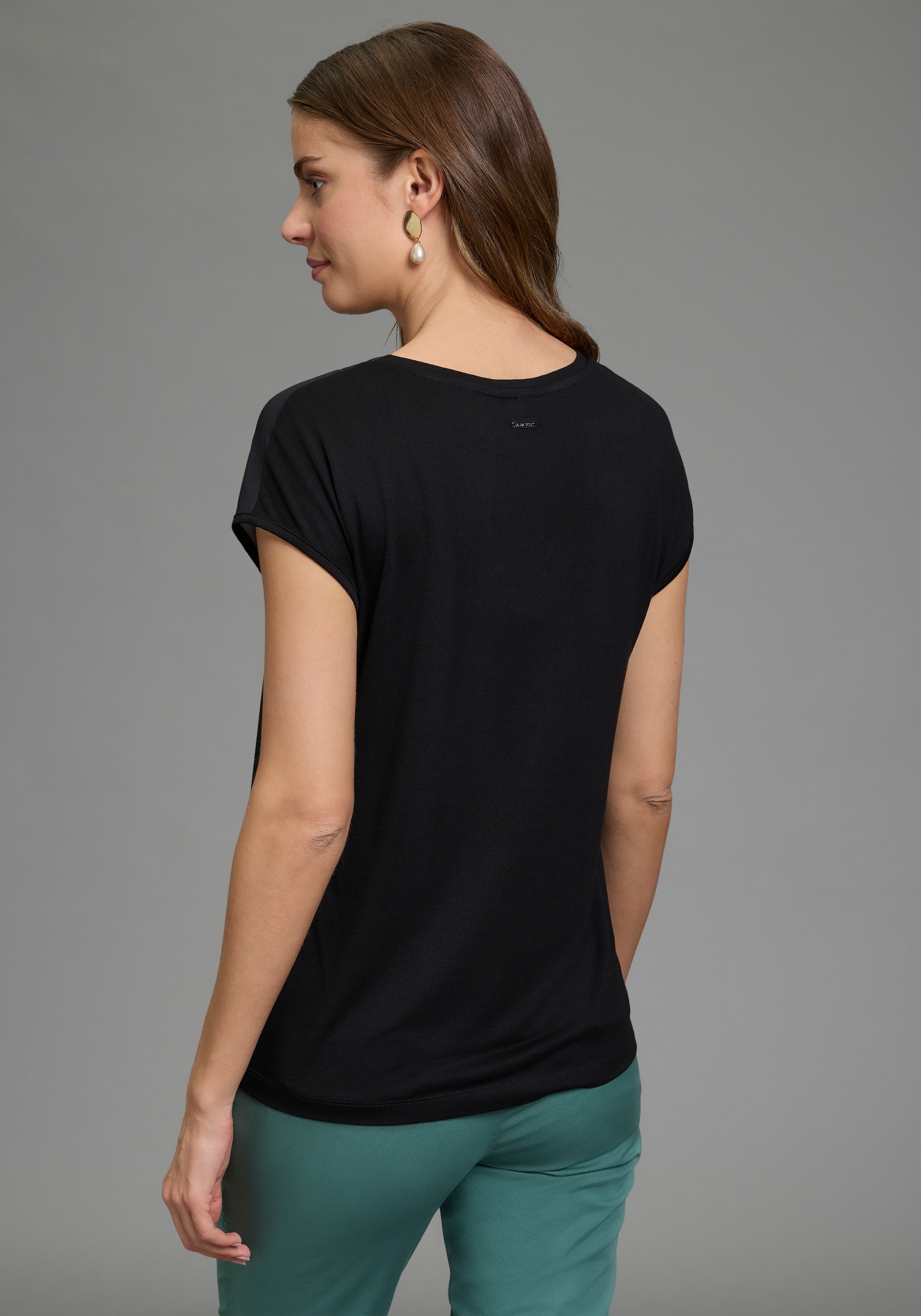 Laura Scott Shirtbluse im Materialmix, hinten weicher Jersey vorne geblümter Bluseneinsatz