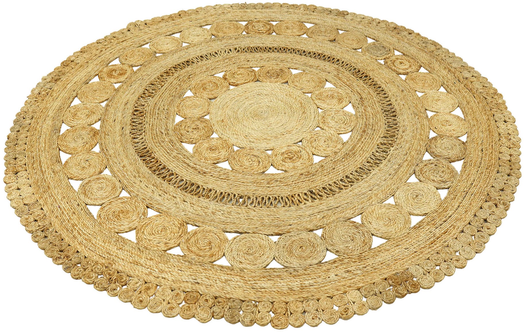 carpetfine Sisalteppich »Juteteppich Finn«, rund, natürliches Pflanzenmaterial von Hand gewebt, Boho Style