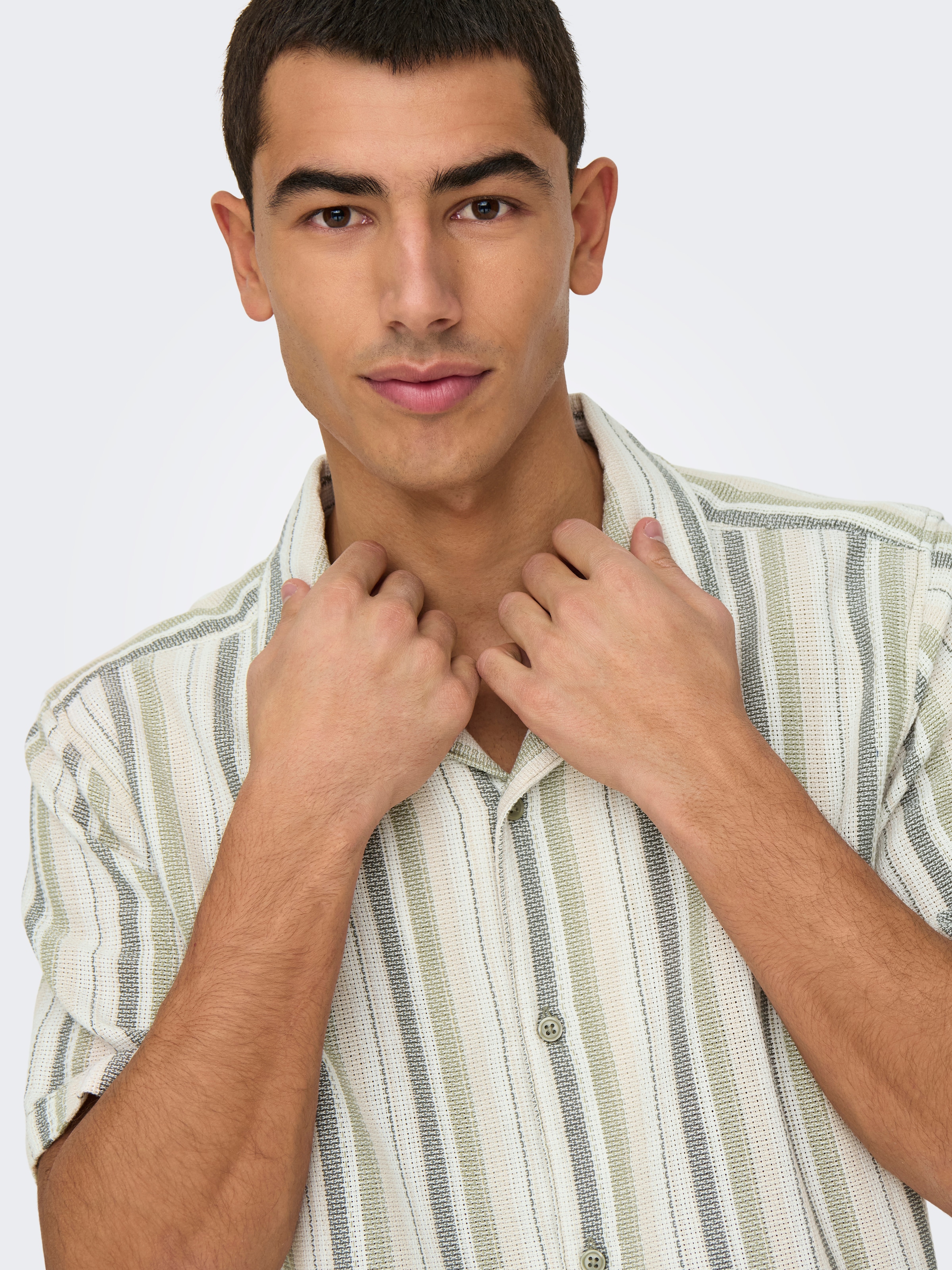 ONLY & SONS Kurzarmhemd »ONSTREV LIFE REG STRIPE SS SHIRT NOOS«