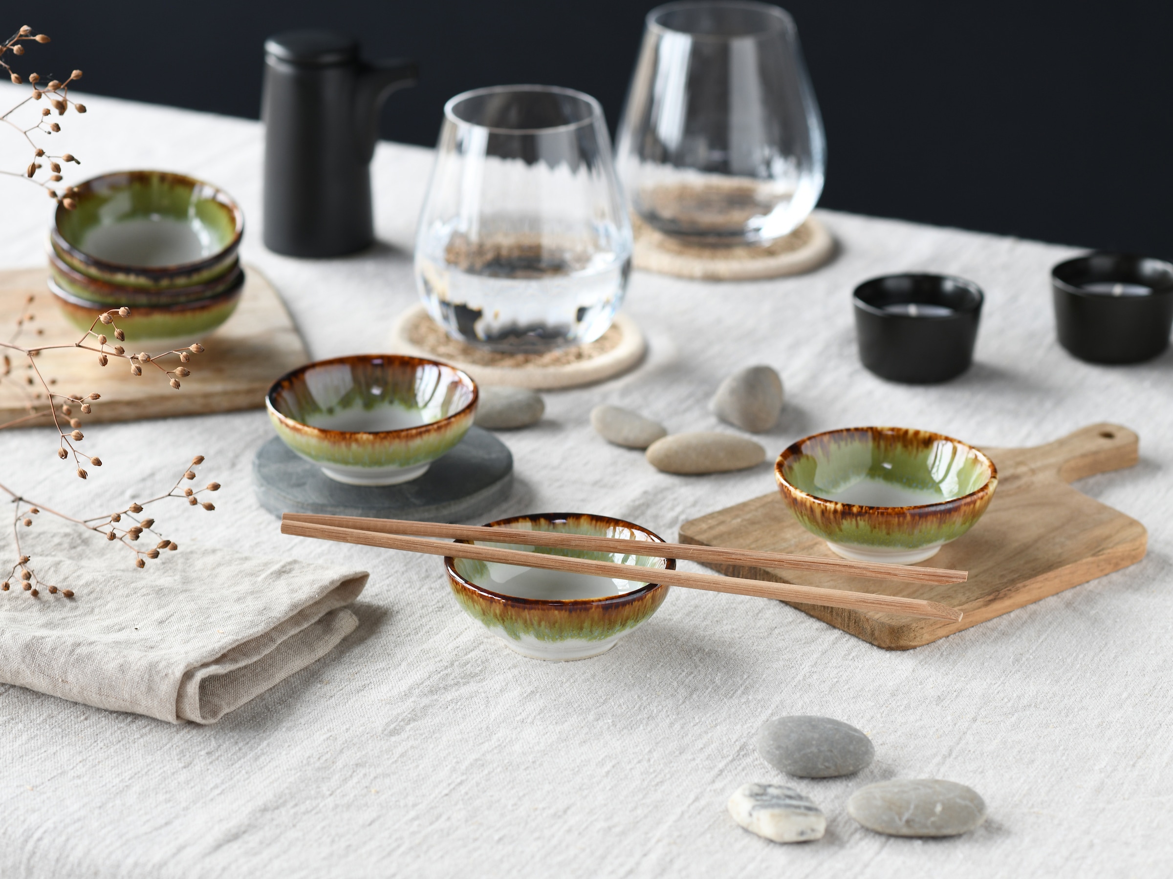 CreaTable Schale »Cascade, Sojaschale, Ø 8 cm, 6-tlg« 6 Stk. aus Steinzeug Rekativglasur, Healthy Food