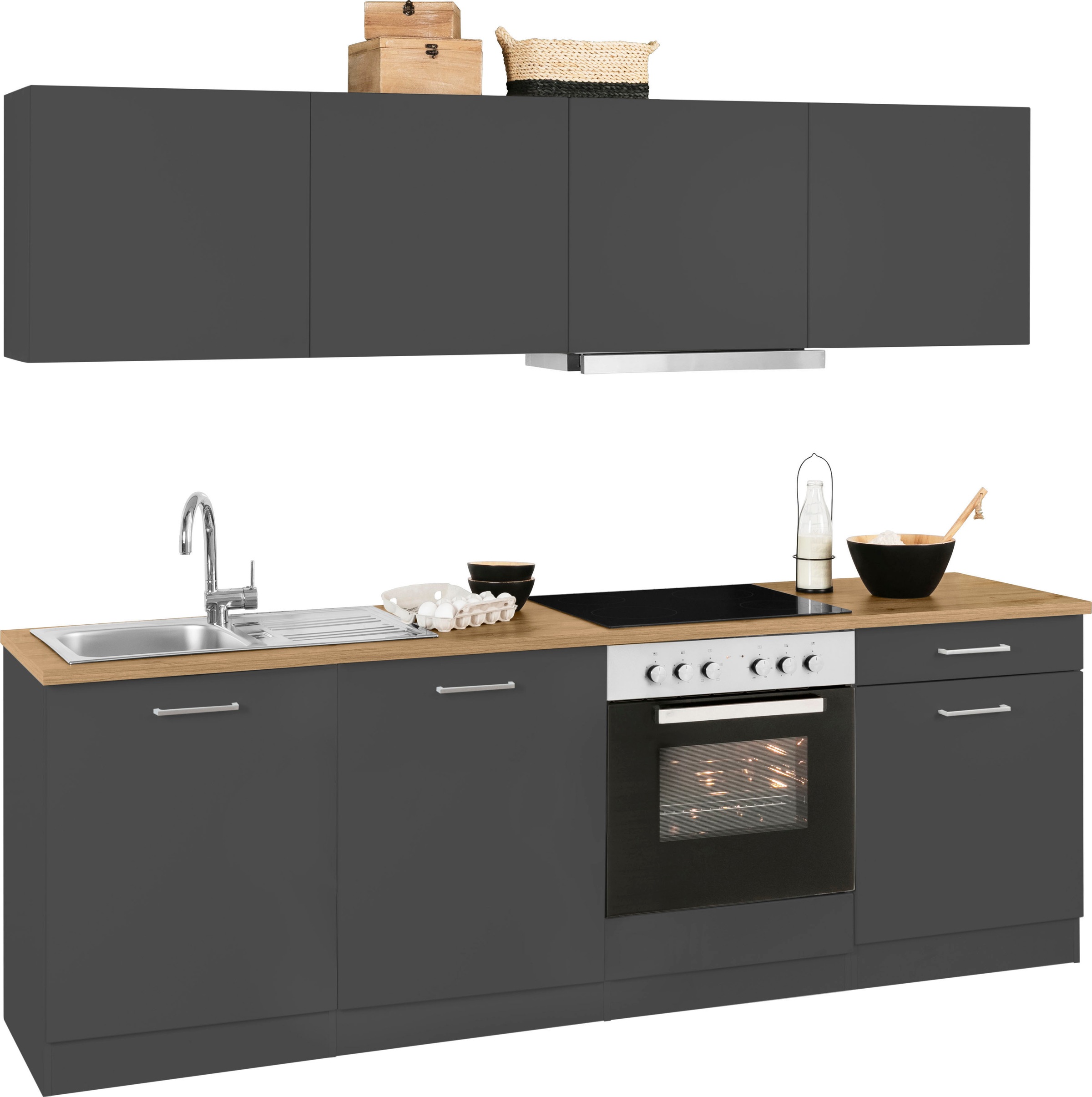 KOCHSTATION Küchenzeile »KS-Kehl«, mit E-Geräten, Breite 240 cm