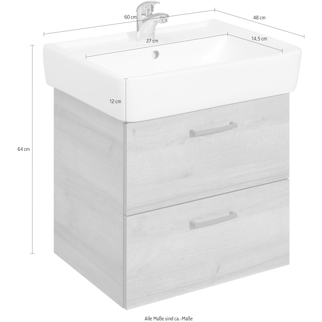 Saphir Waschtisch »Quickset 919 Keramikwaschtisch mit Unterschrank, 60 cm breit«