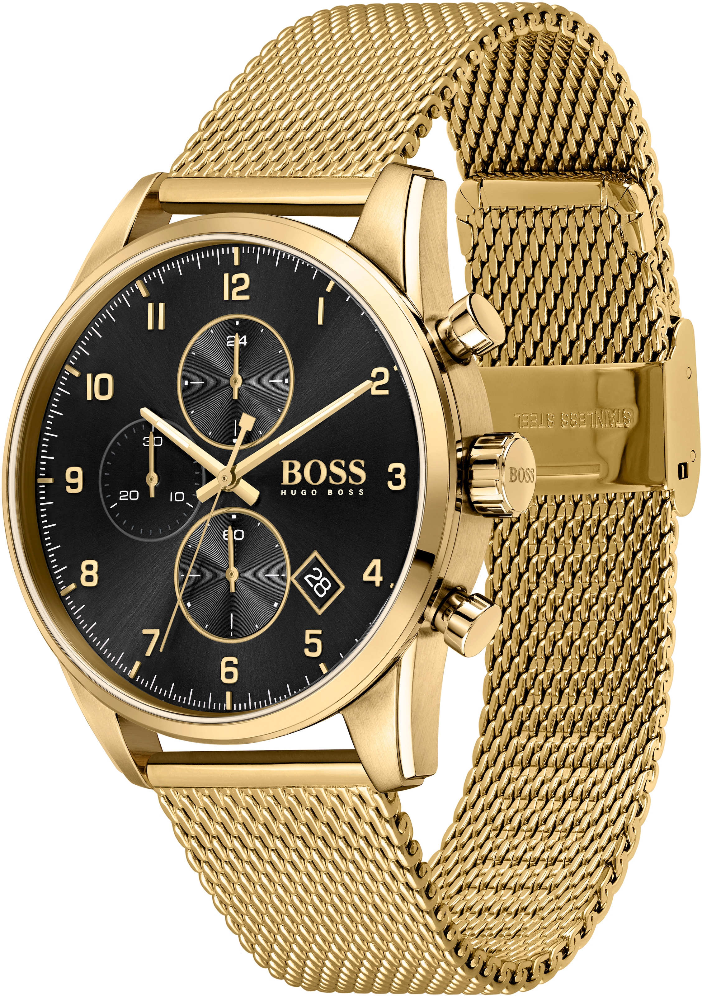 BOSS Chronograph »SKYMASTER«, Quarzuhr, Herrenuhr, Armbanduhr, Stoppfunktion, Edelstahlarmband