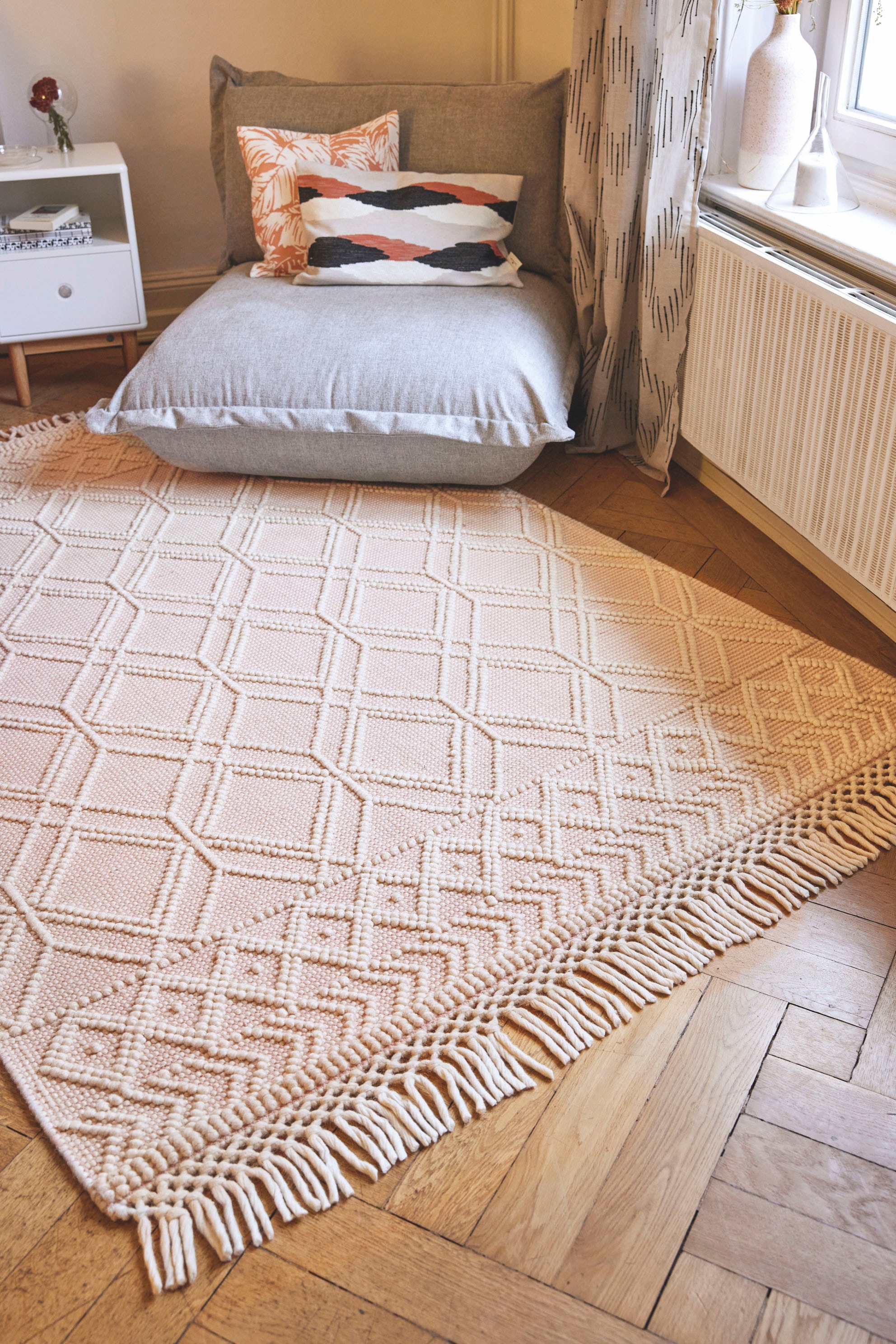 TOM TAILOR HOME Teppich »Colored Macrame«, rechteckig, 10 mm Höhe, Handweb Teppich, reine Wolle, handgewebt, mit Fransen, Scandi Design