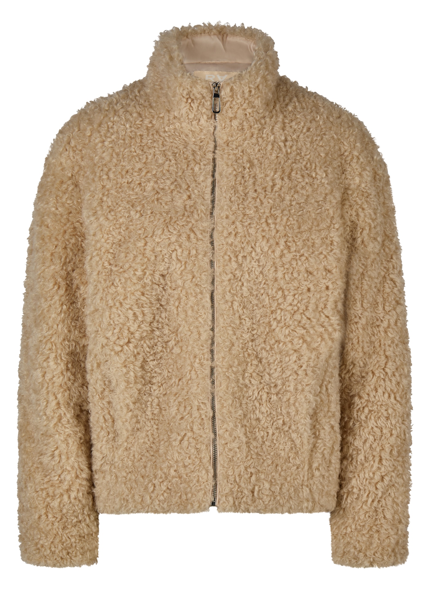 Rabe Fellimitatjacke ohne Kapuze im Teddyplüsch-Look und mit Stehkragen