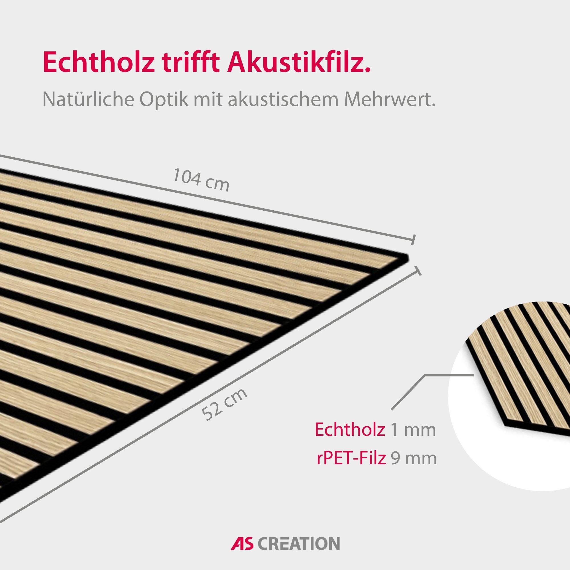 Architects Paper Schallschutzpaneel »A.S. Création Modular Wall Akustikpaneel Holzlamellen Eiche« 1 tlg. Echtholzfurnier auf rPET-Filz mit Schallabsorptionsklasse E