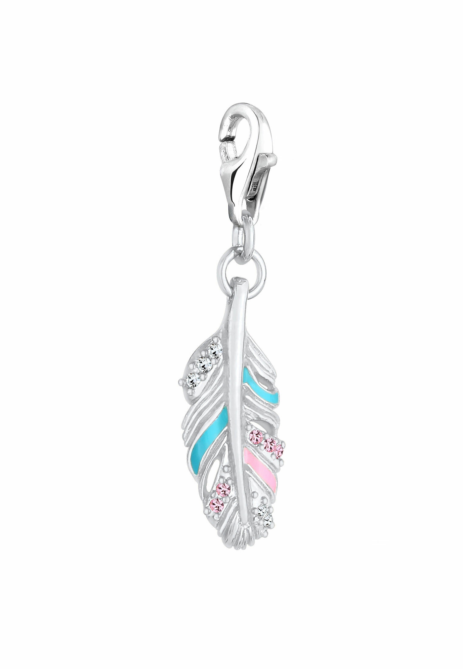 Nenalina Charm-Einhänger »Charm Feder Emaille Kristalle Boho 925 silber«