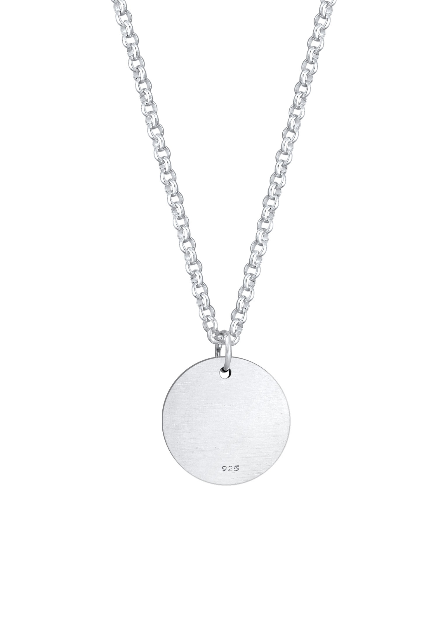 Kuzzoi Lange Kette »Halskette Herren mit Coin Anhänger Massiv matt 925 Silber«