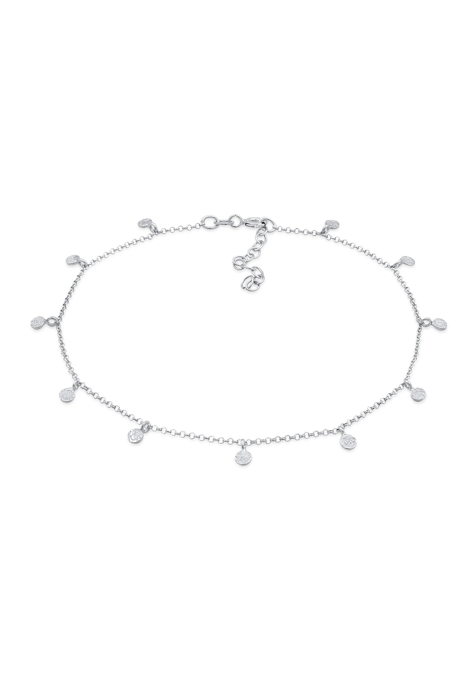 Elli Fußkette »Fußschmuck Plättchen Organic Look 925 Silber«