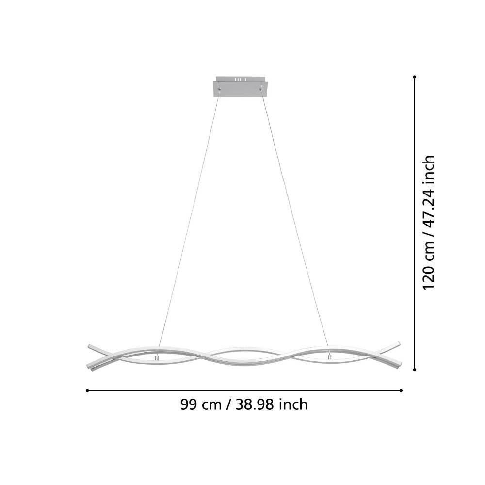 EGLO Hängeleuchte »LASANA 2 Hängelampe, chrom, weiß, Pendelleuchte, 3-flammig, modern«, 3 flammig, Leuchtmittel LED-Board | LED fest integriert, Wohnzimmer, Esszimmer, minimalistisch, geschwungene Bauform, 120x100cm