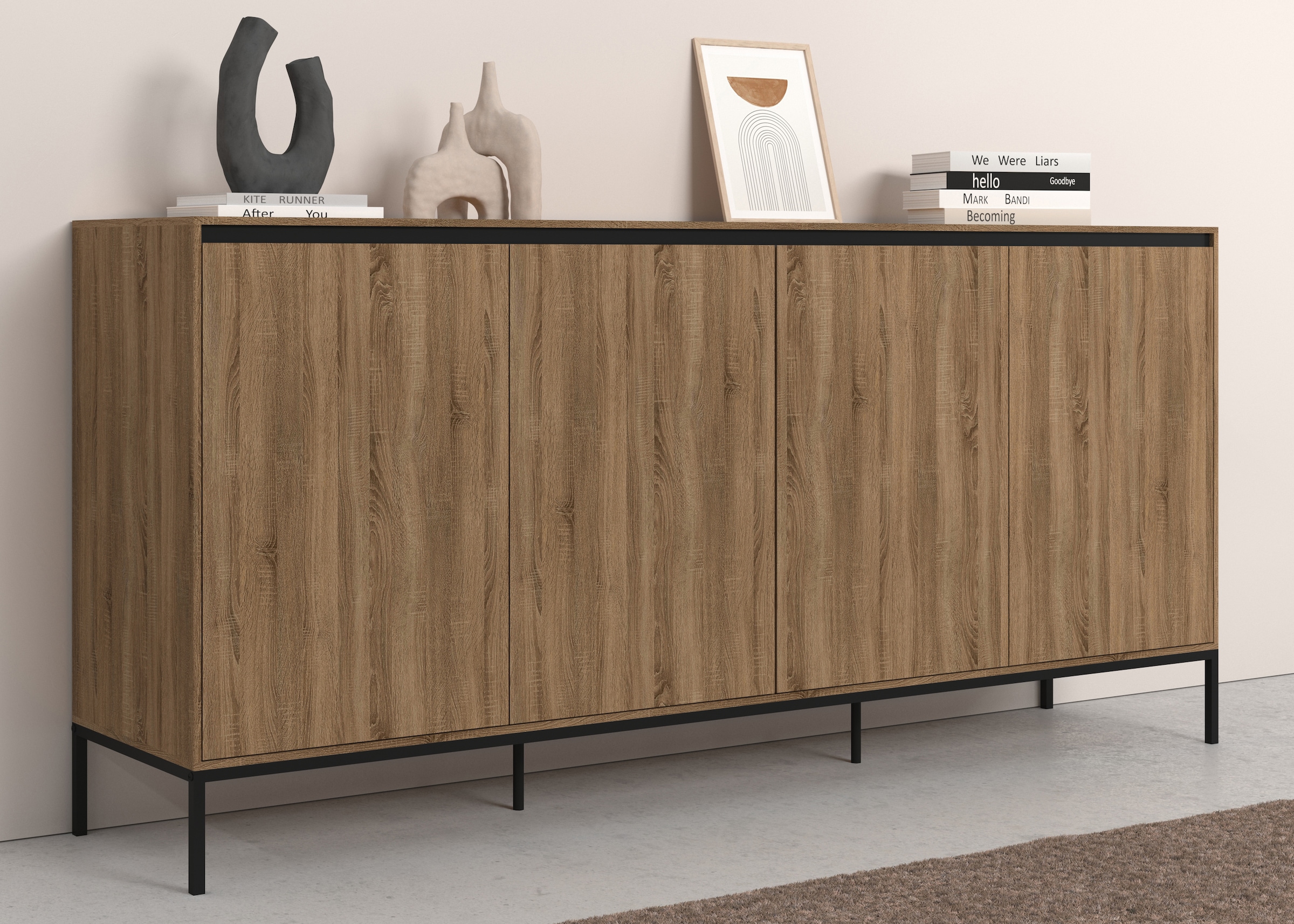 Sideboard »Bari«, Kommode mit 4 Türen und 2 feste Einlegeböden, Breite 175 cm