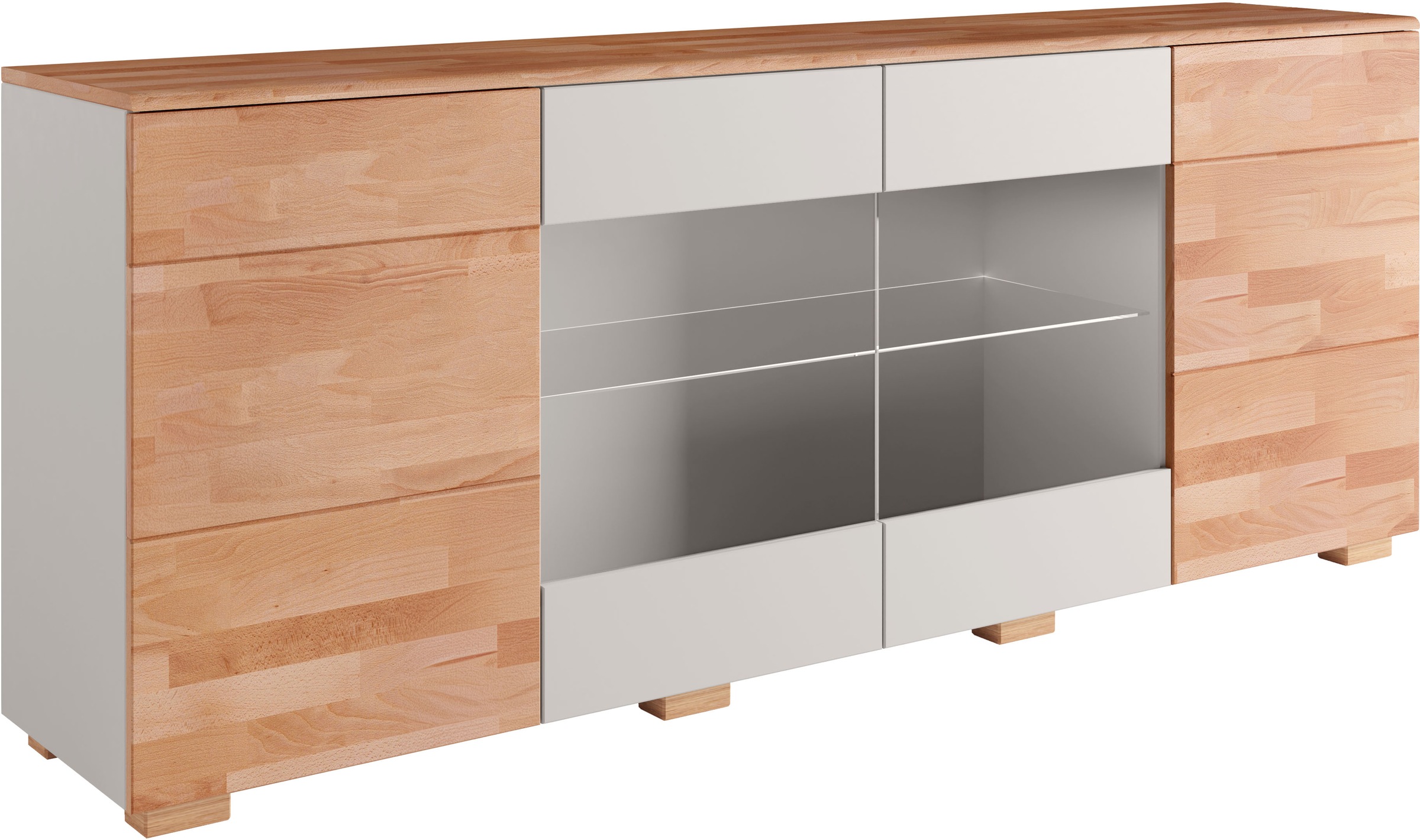 Home affaire Sideboard »Citra teilmassiv«, Breite 200cm,moderne grifflose Optik mit push to open Funktion