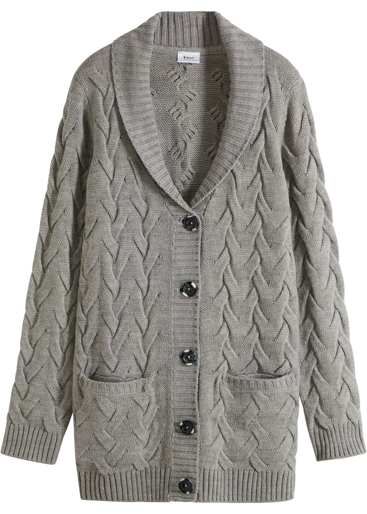 bonprix Longstrickjacke lockere Passform, mit Knopfleiste, mit aufgesetzten Taschen