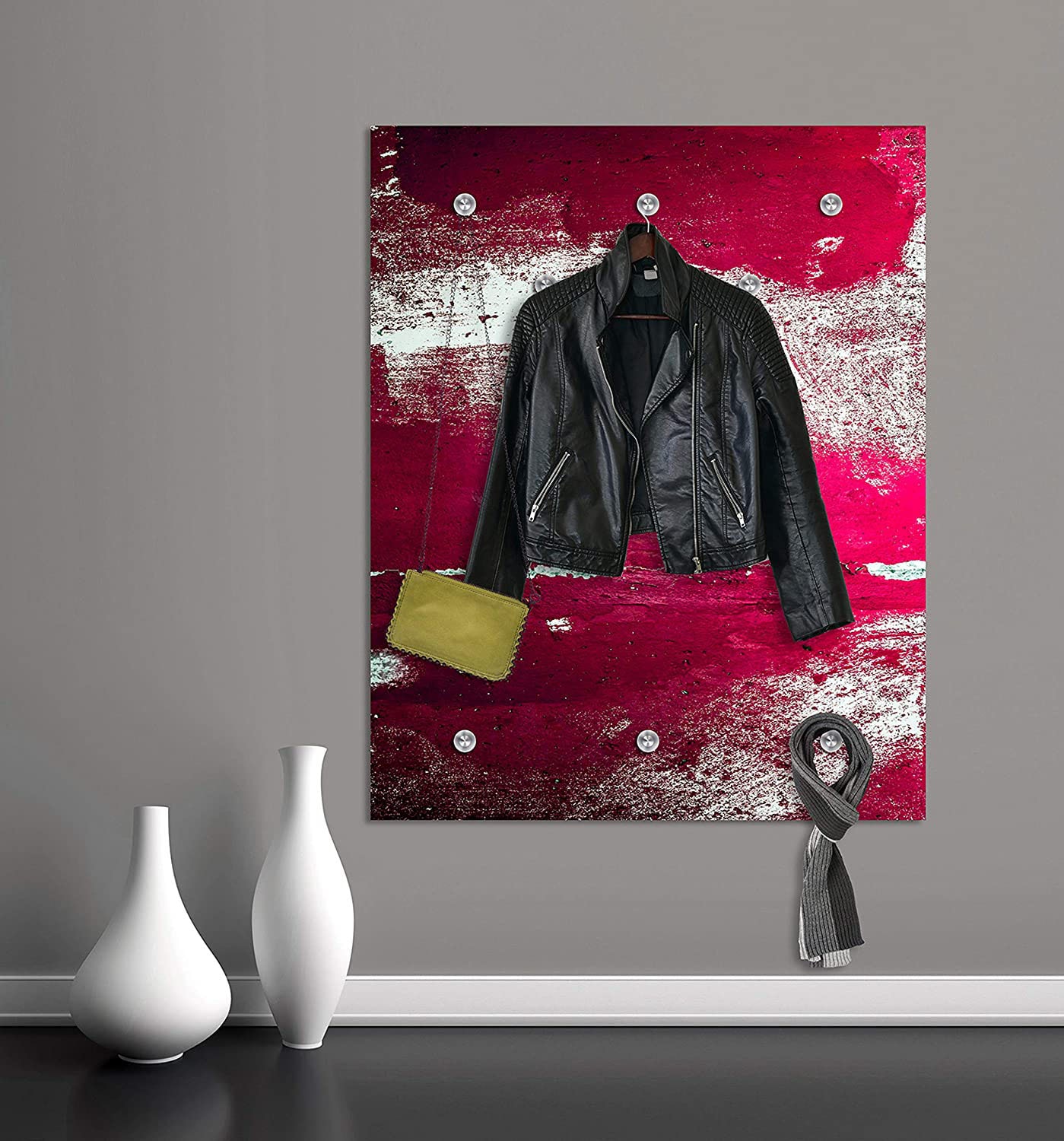 Queence Garderobenleiste »Alaula« Wand Garderobe in rot, Größe B/H/T: 100 cm x 120 cm x 3 cm