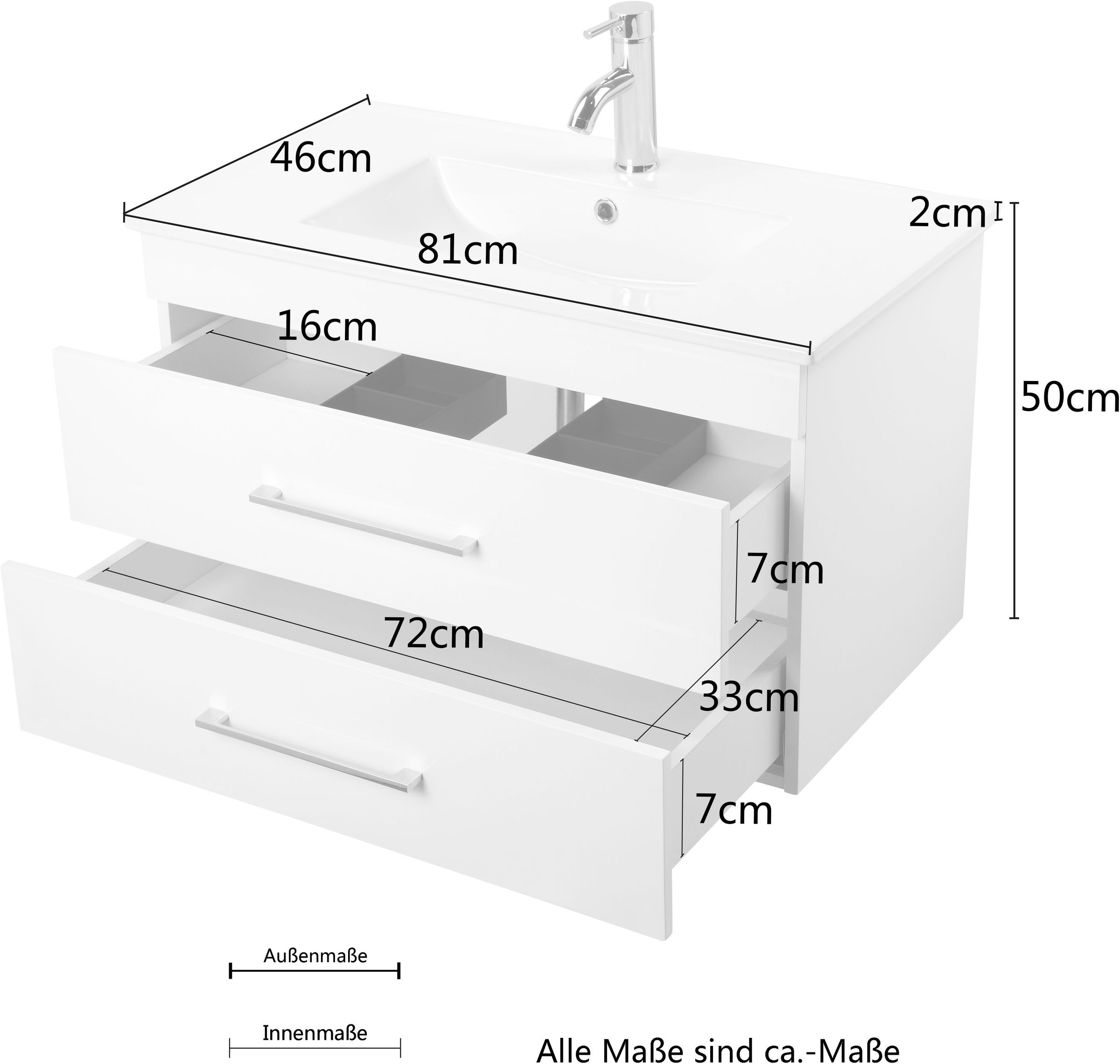 welltime Waschtisch »Florenz Badmöbel Badschrank mit Waschbecken«