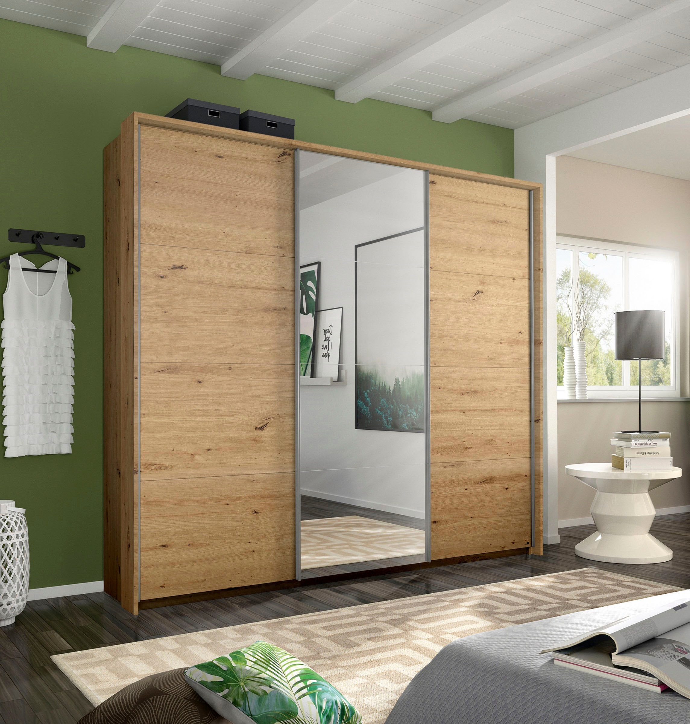 rauch Schwebetürenschrank »Kleiderschrank Schrank Garderobe Wäscheschrank TOMA mit Passepartout« Breiten 211/278/323/368 cm, Höhen 214/233 cm inkl. Passepartout,  inkl. Regaleinsatz sowie zusätzlichen Einlegeböden MADE IN GERMANY