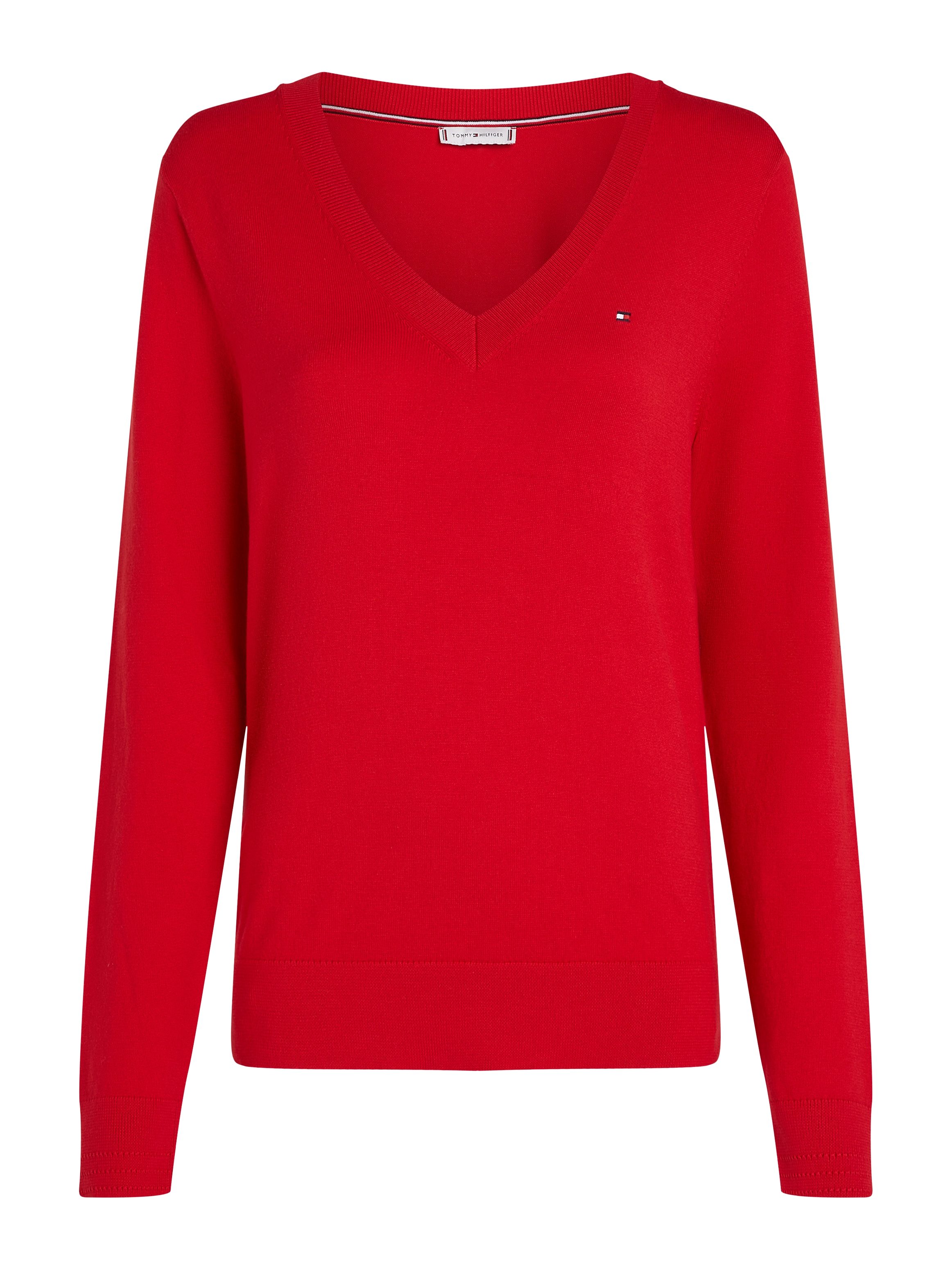 Tommy Hilfiger V-Ausschnitt-Pullover, mit Logo-Stickerei