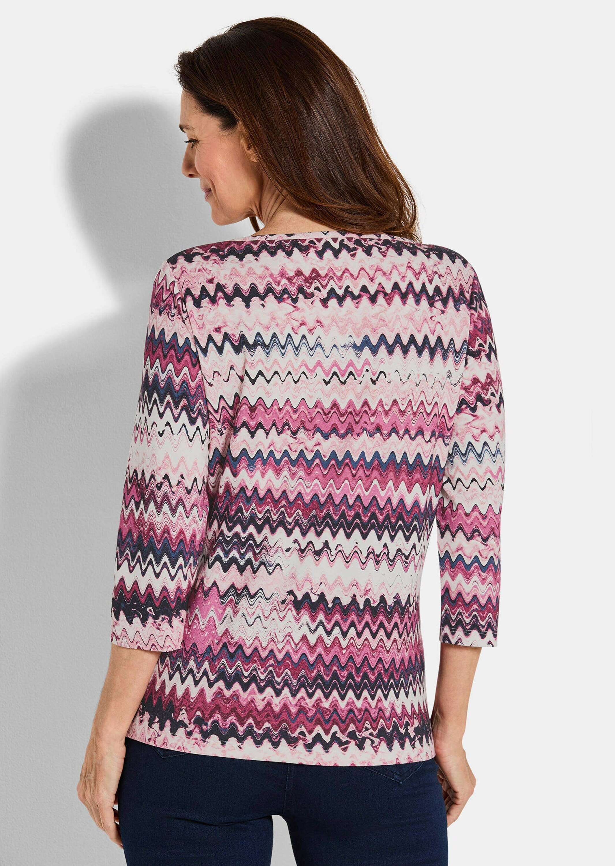 GOLDNER Print-Shirt »Halbarm-Viskosebluse, Zickzack-Design« Zickzack-Muster