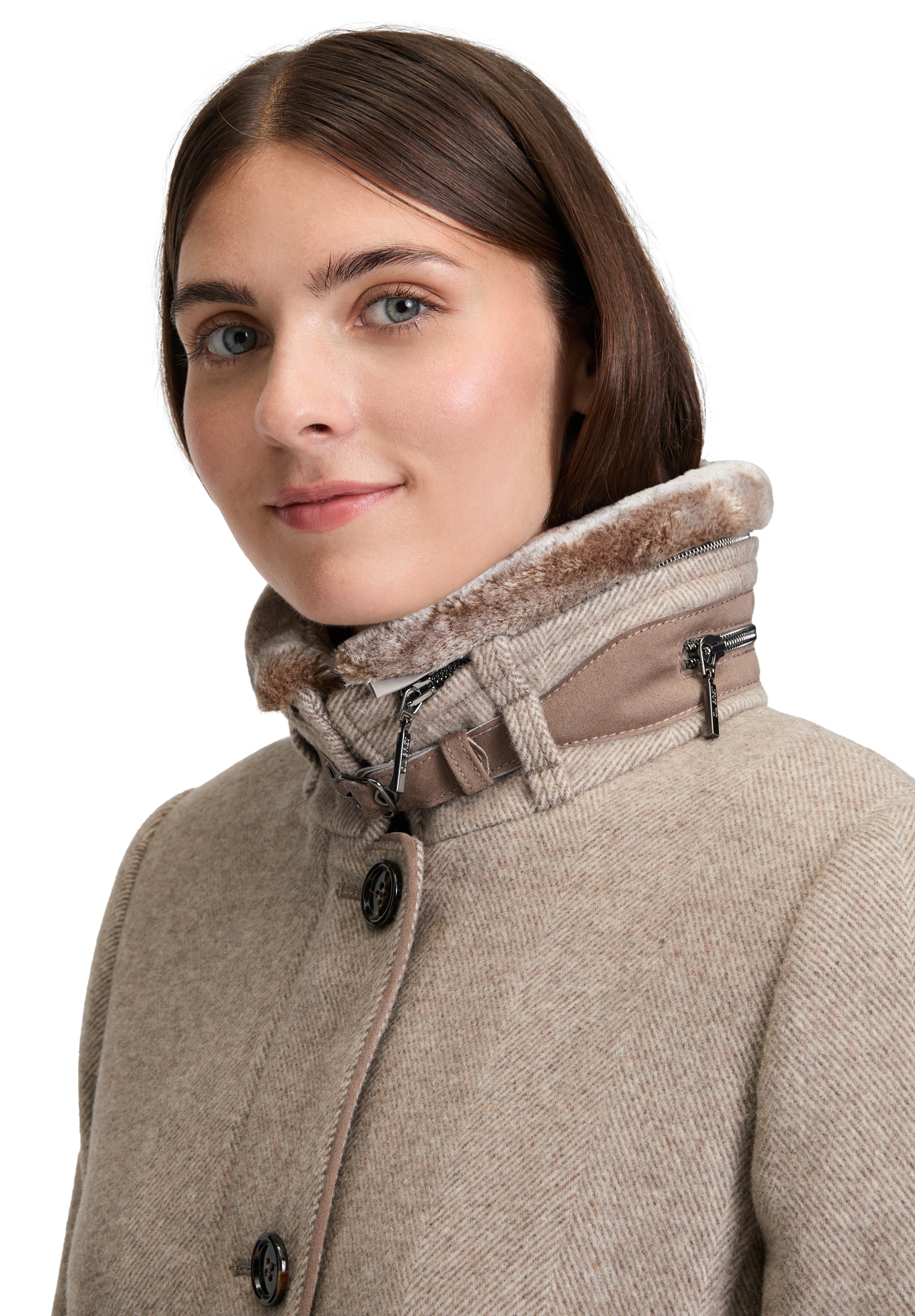 Gil Bret Wollmantel mit Wolle, Stehkragen und Knopfleiste