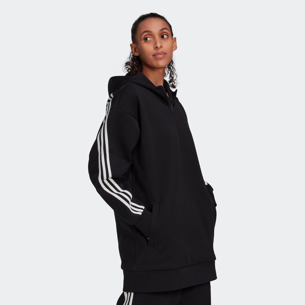 adidas Sportswear Kapuzensweatjacke »FUTURE ICONS 3-STREIFEN LONG HOODIE«, (1 tlg.)