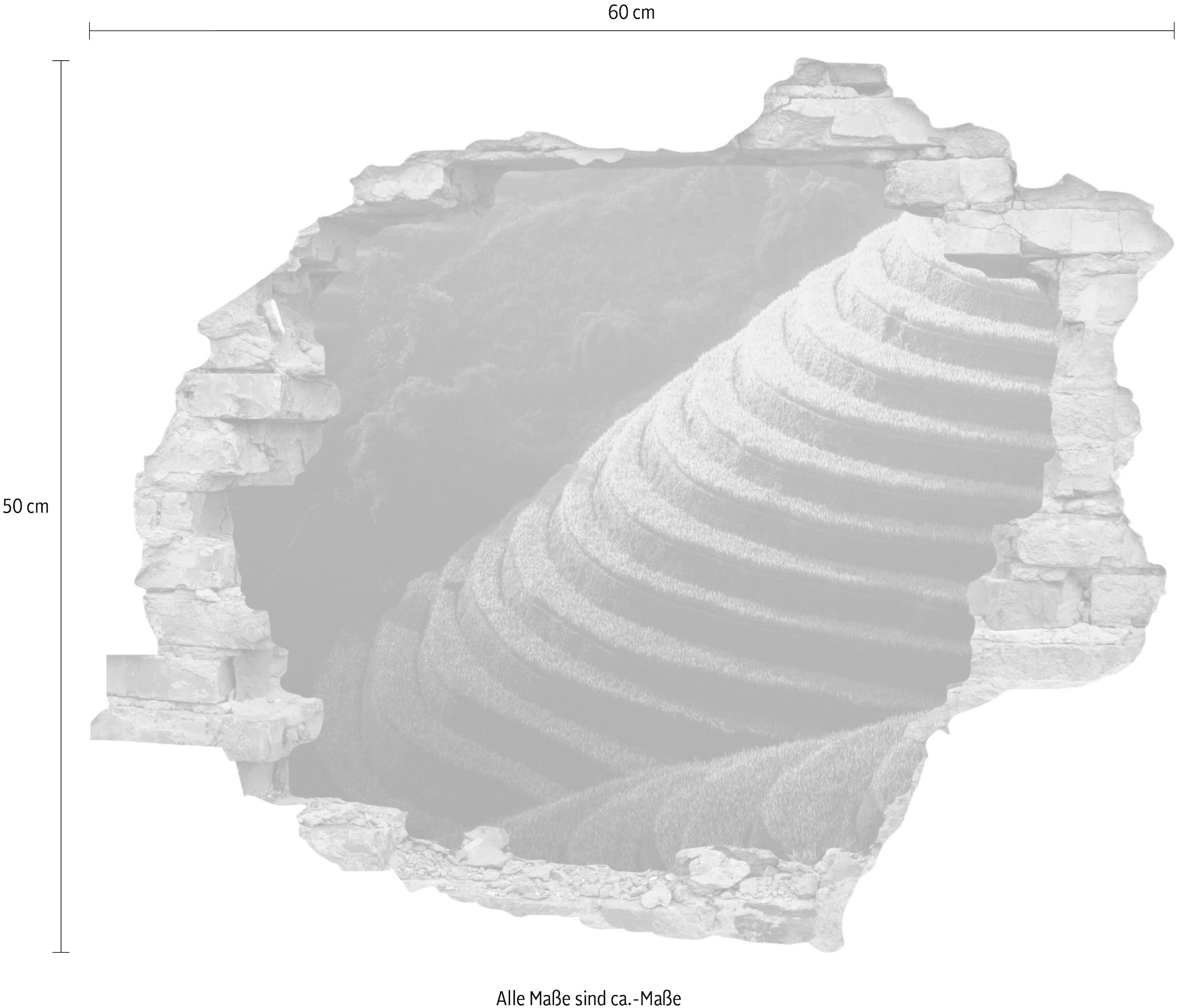 queence Wandtattoo »Hügel« Wandsticker, Wandbild, selbstklebend, 3D, Wanddurchbruch