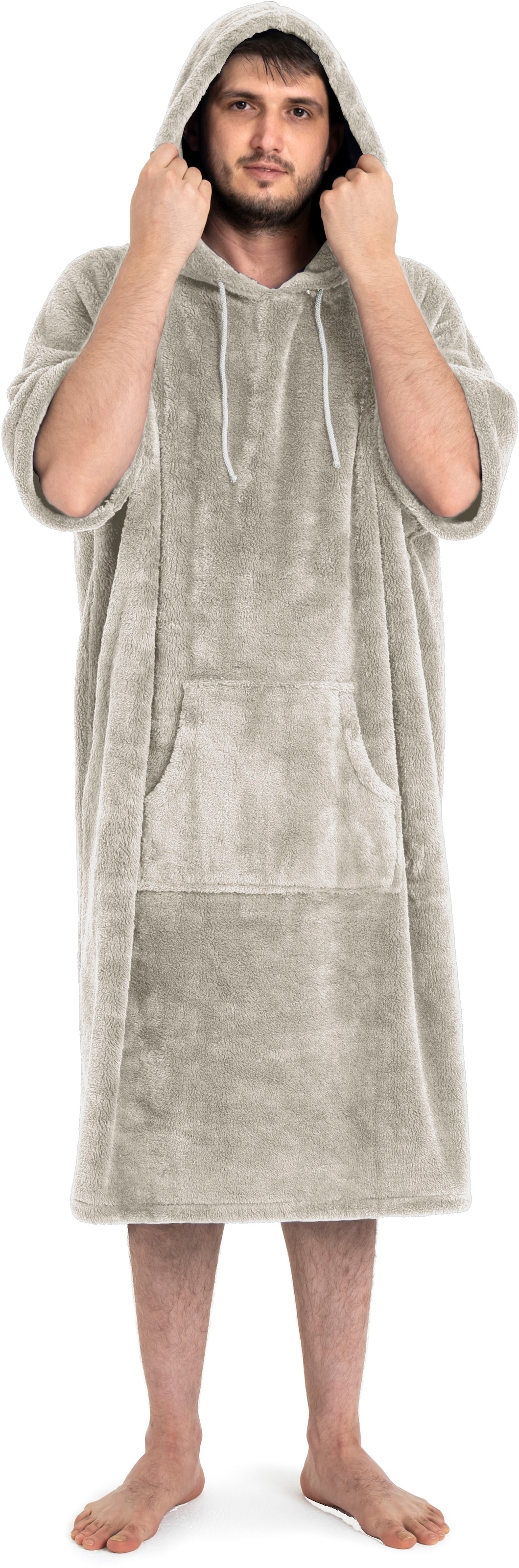 my home Badeponcho »Lillou, ideal für Sauna, Spa & im Urlaub«, (1 St.), weich und kuschelig, Fleece, Unisex, für Damen und Herren, Surfponcho