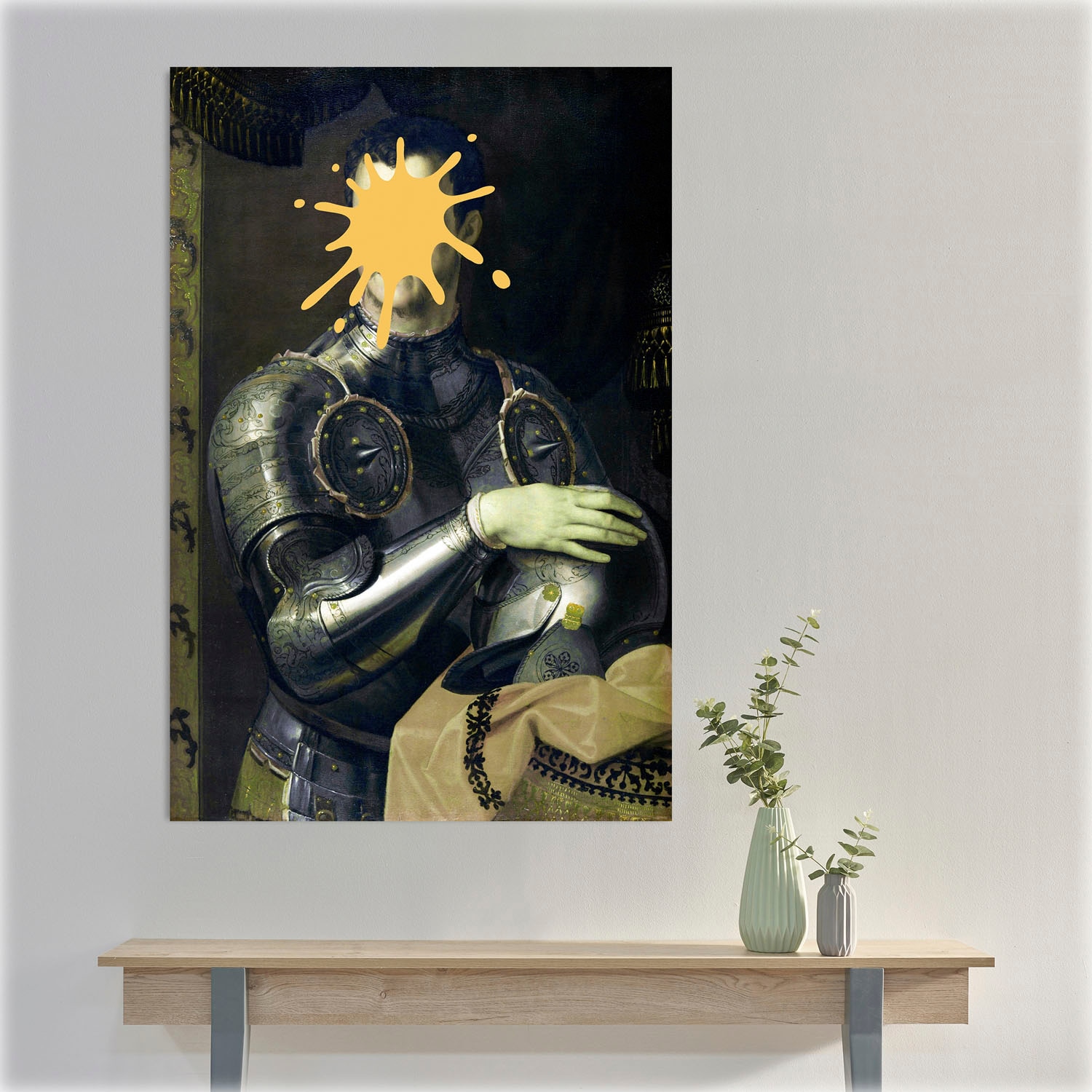 queence Acrylglasbild »Ritter mit Farbklecks« Bilder von Männern | Formen | Gemälde | Historische Persönlichkeiten | Kunst | Mann | Ritter Fine Art-Print in Galeriequalität