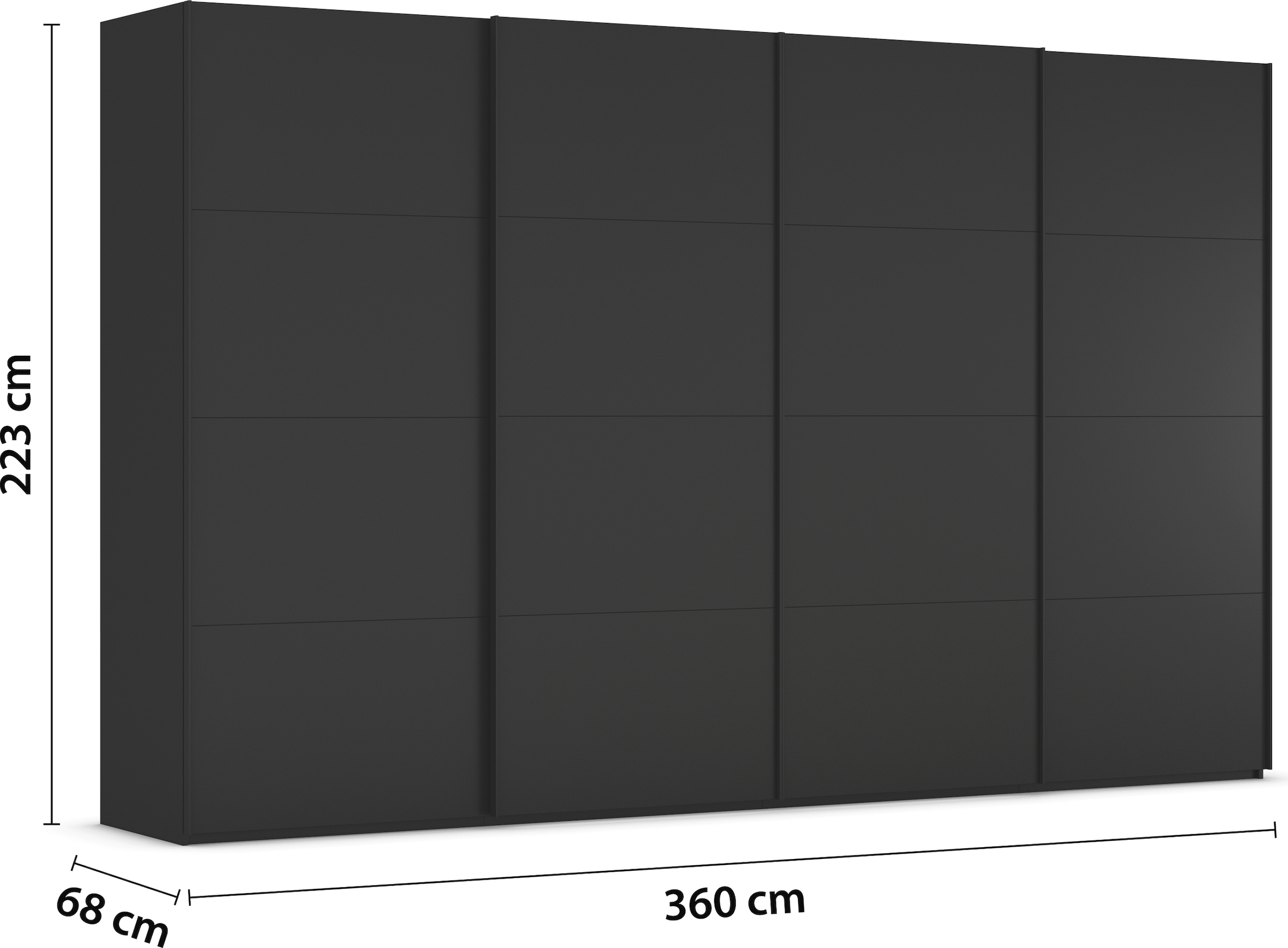 rauch Schwebetürenschrank »Kleiderschrank Schrank Garderobe Schlafzimmerschrank SCALE-FYRA«, edle viergeteilte Türen viele Farben und Griff-Farben MADE IN GERMANY