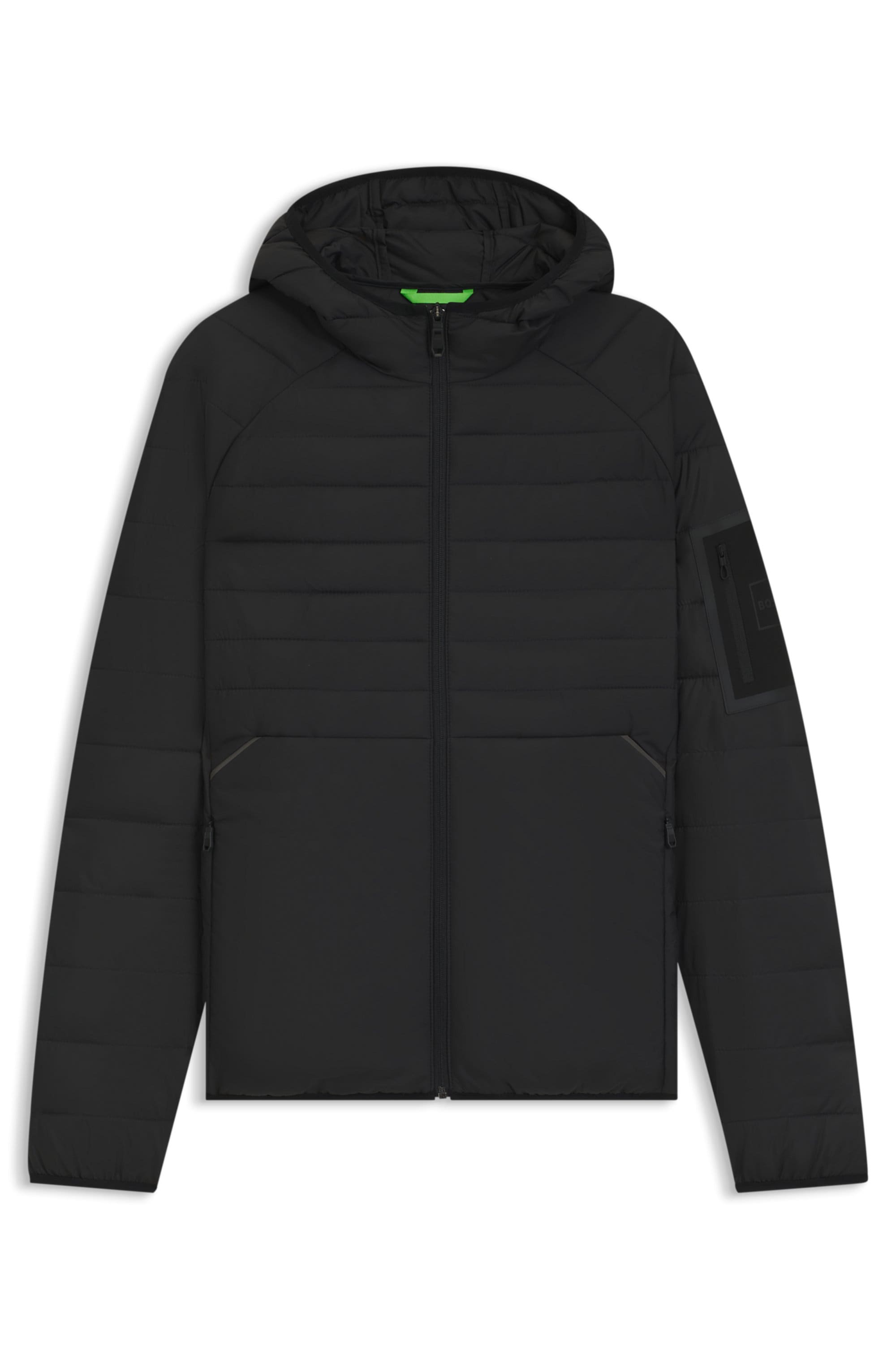 BOSS GREEN Steppjacke, mit Kapuze, Kapuze, Regular Fit, reflektierende Details