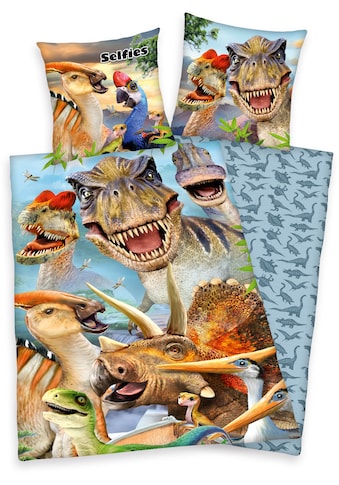 Kinderbettwäsche »Selfies Dinosaurier«, mit tollem Dinosaurier-Motiv kaufen