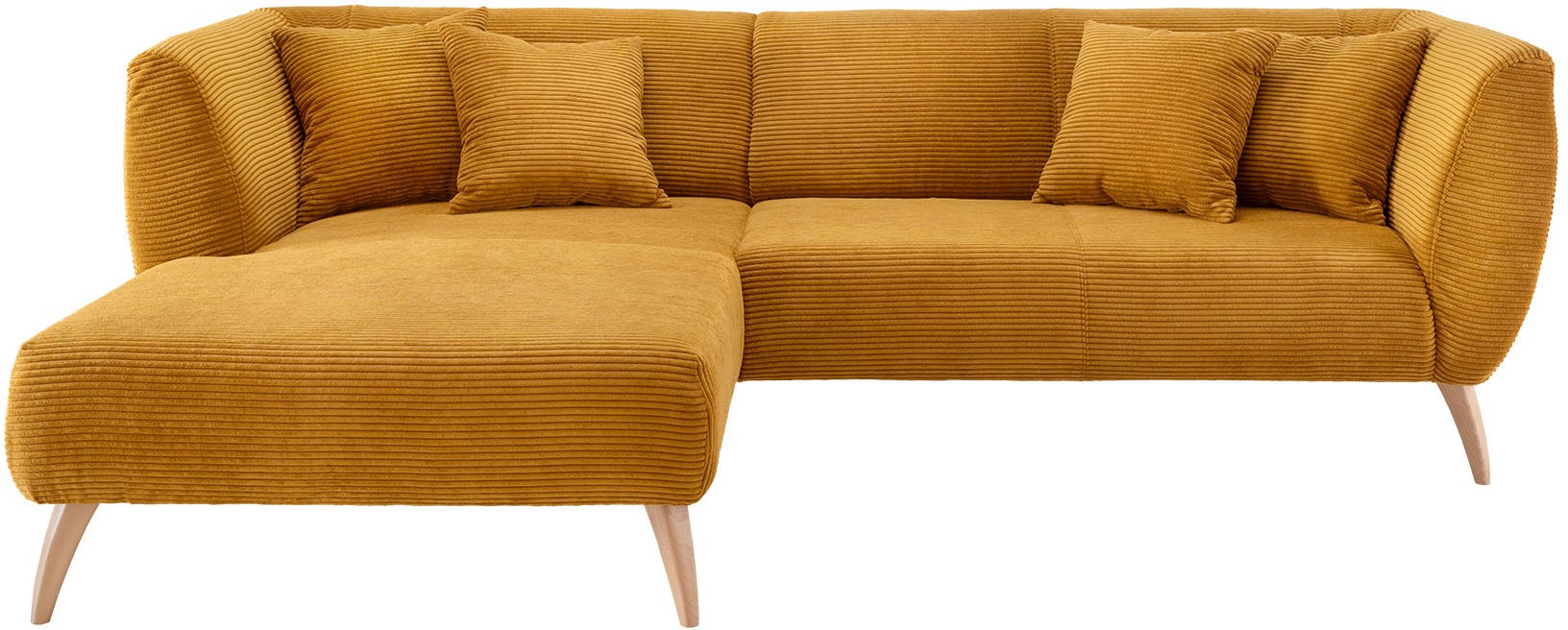 INOSIGN Ecksofa »Colori L-Form«, Holzfußfarbe wählbar, inkl. 4x Zierkissen