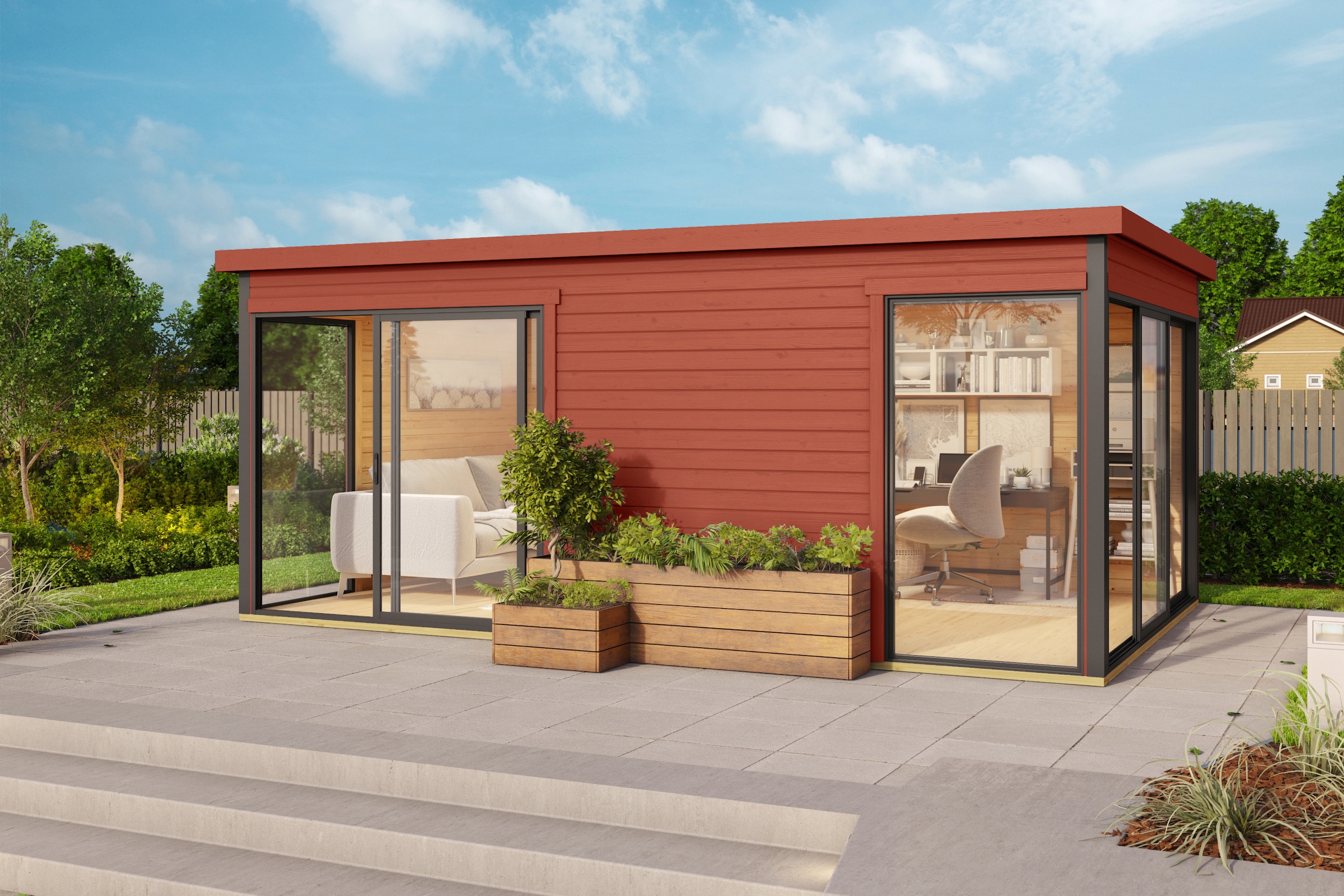 LASITA MAJA Gartenhaus »DOMEO 3 SCHWEDENROT/ANTHRAZIT«, (Set), Fundamentmass 5088 x 3219, Schwedenrot