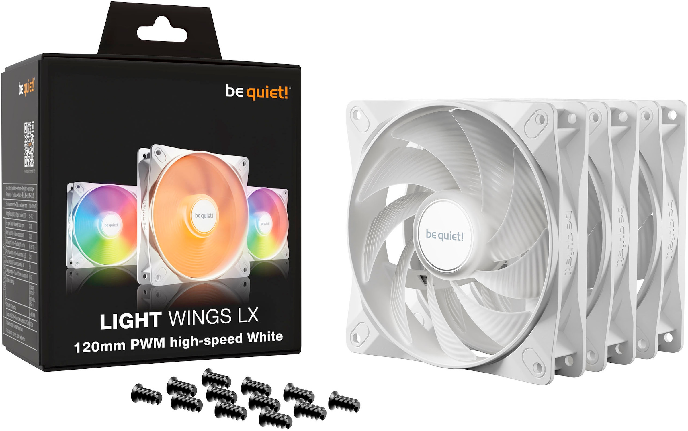 be quiet! Gehäuselüfter »LIGHT WINGS LX 120mm PWM High Speed 3-Pack White«, (Packung, 3 St.)
