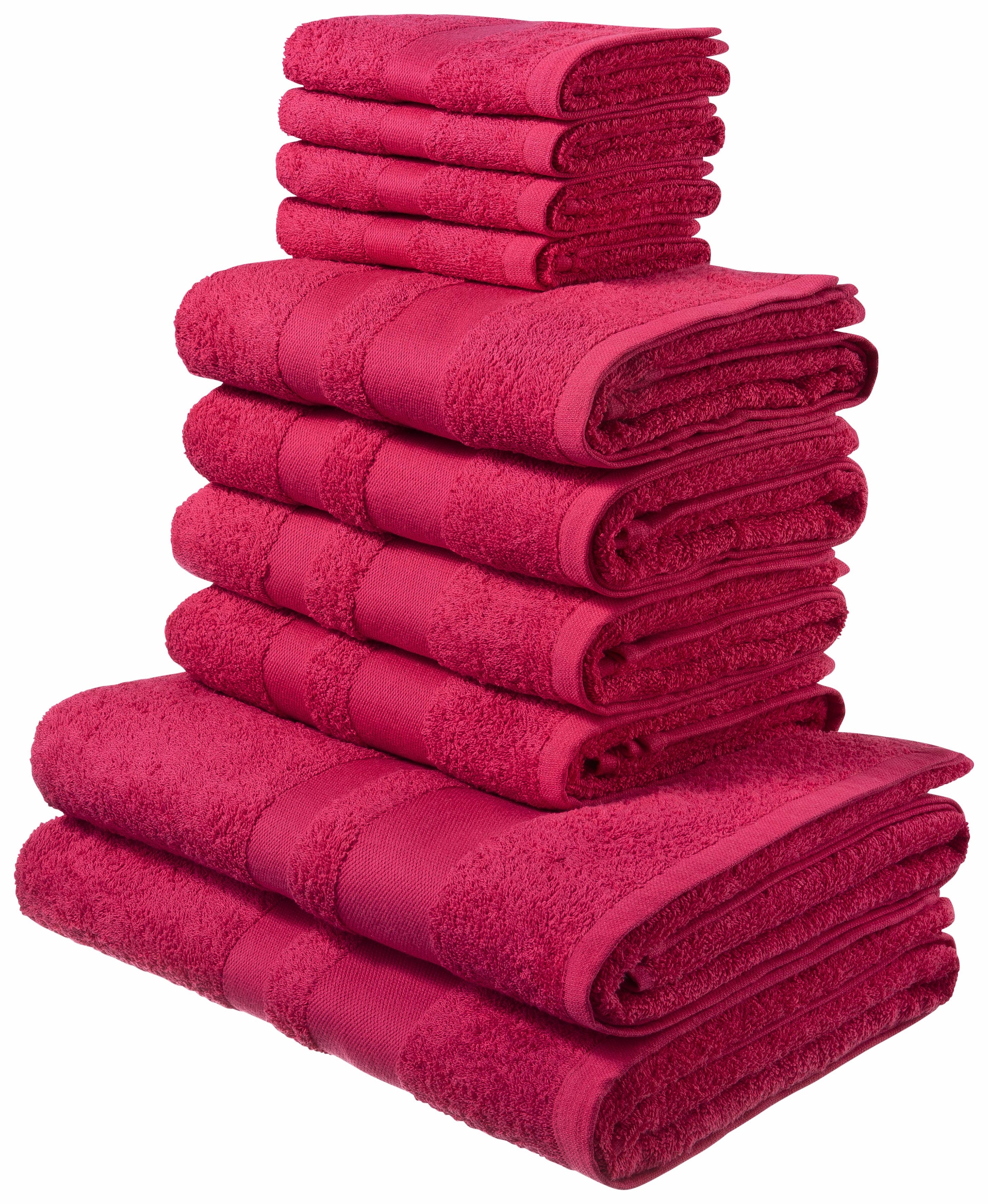 my home Handtuch aus Baumwolle Online mit tlg., Set Shop »Vanessa«, Handtücher Bordüre, 10 Handtuch-Set Walkfrottee, Set, im OTTO einfarbiges 100