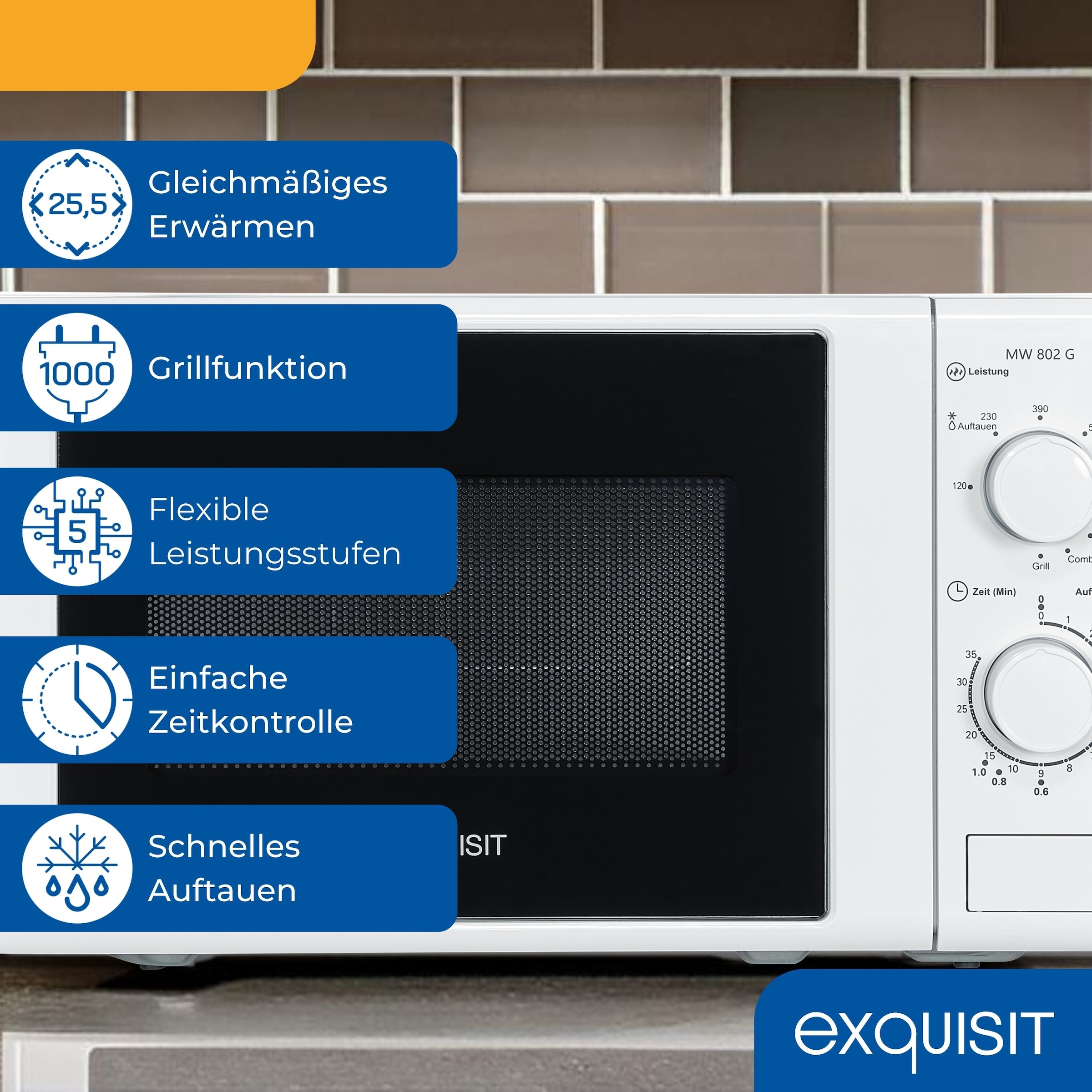 exquisit Mikrowelle »MW 900-030G weiss«, Grill-Mikrowelle, 1050 W