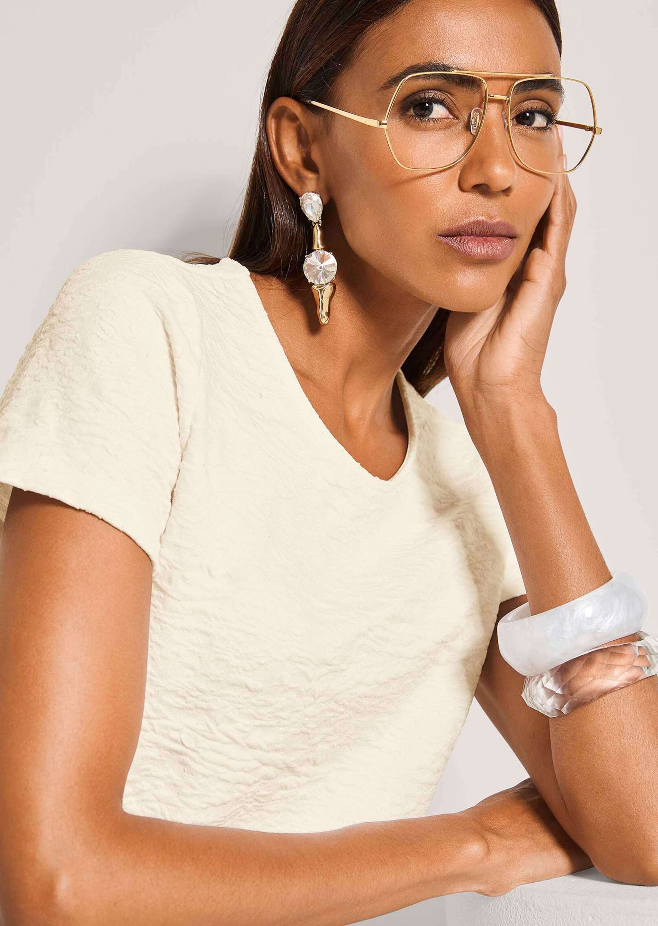 MADELEINE Kurzarmshirt »Shirt Stylisches Blusenshirt mit Rundhals« Crash-Optik