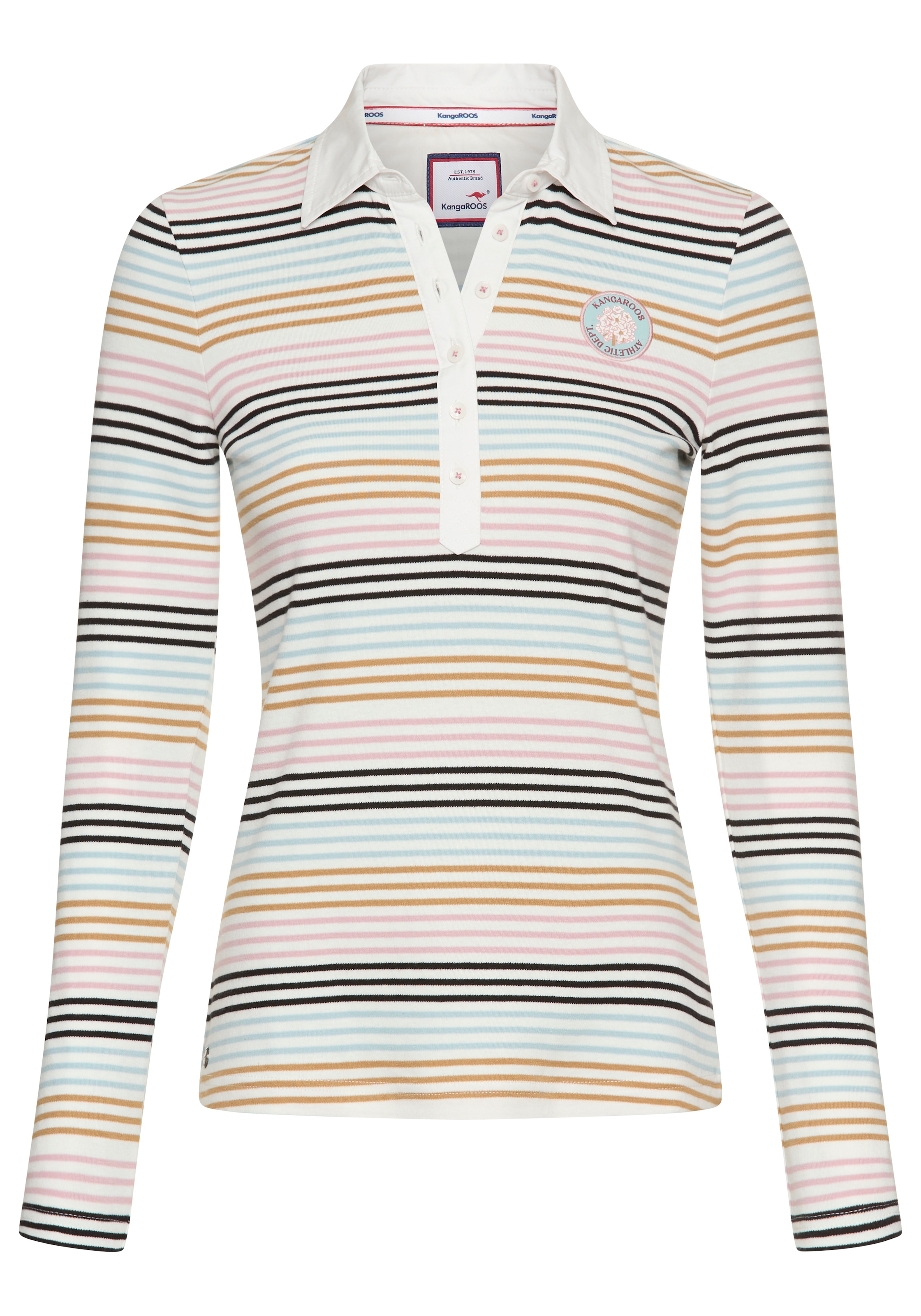 KangaROOS Poloshirt in Pastelltönen mit langer Knopfleiste