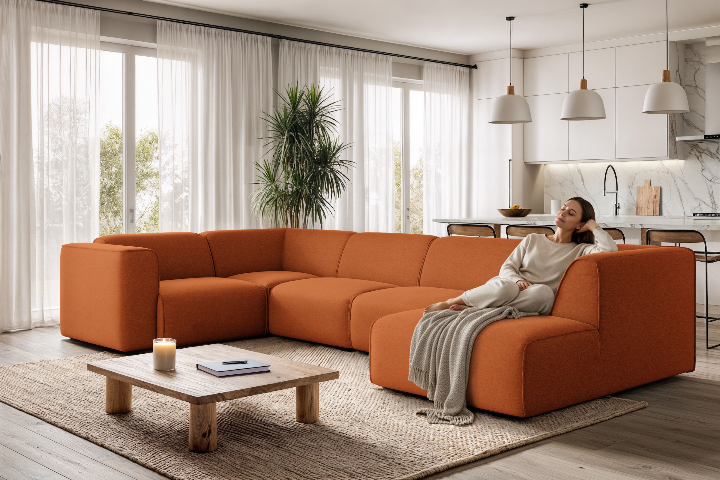 OTTO home Wohnlandschaft »Merid U-Form, B: 367 cm« jederzeit durch Module erweiterbar