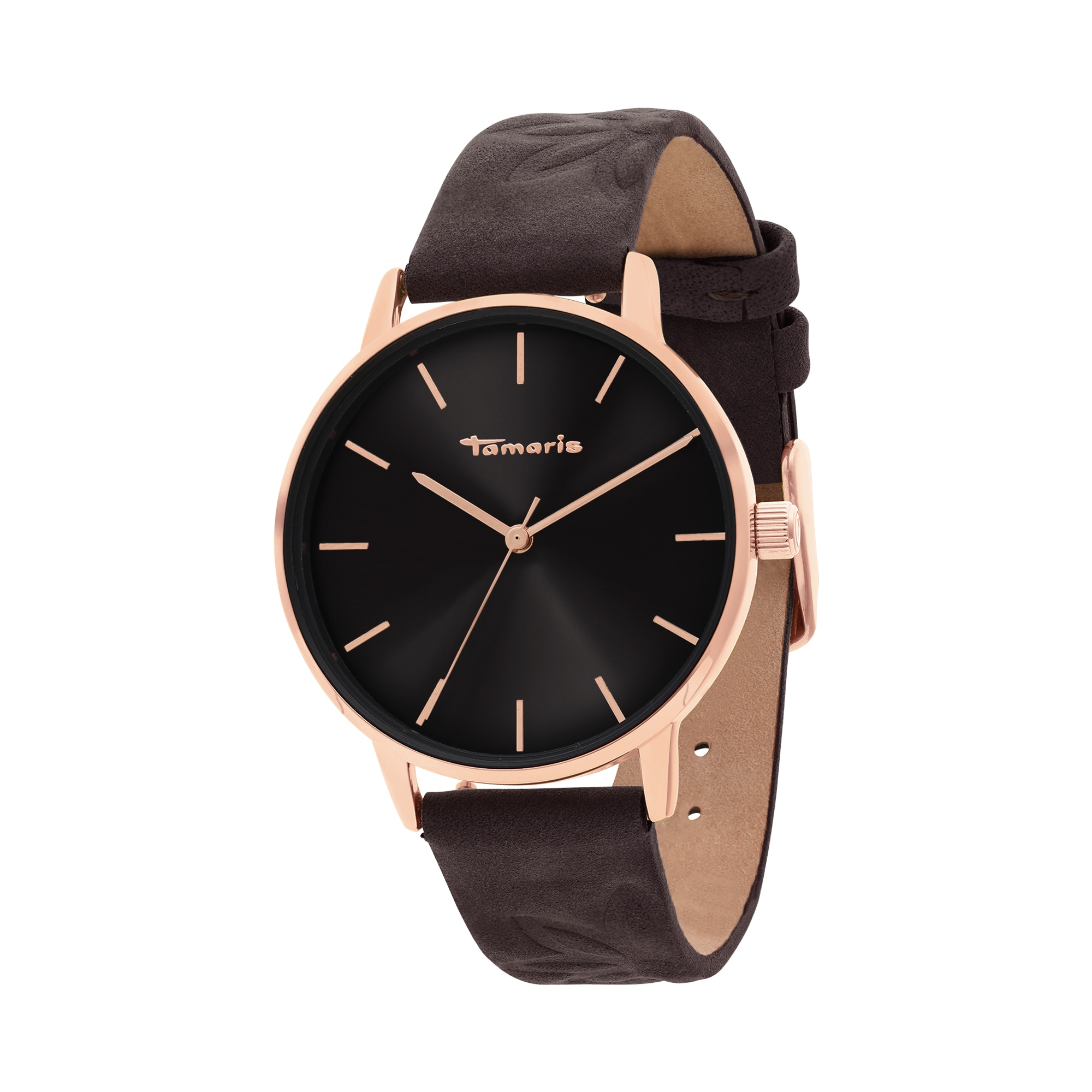 Tamaris Quarzuhr Armbanduhr, Damenuhr, Lederarmband, analog