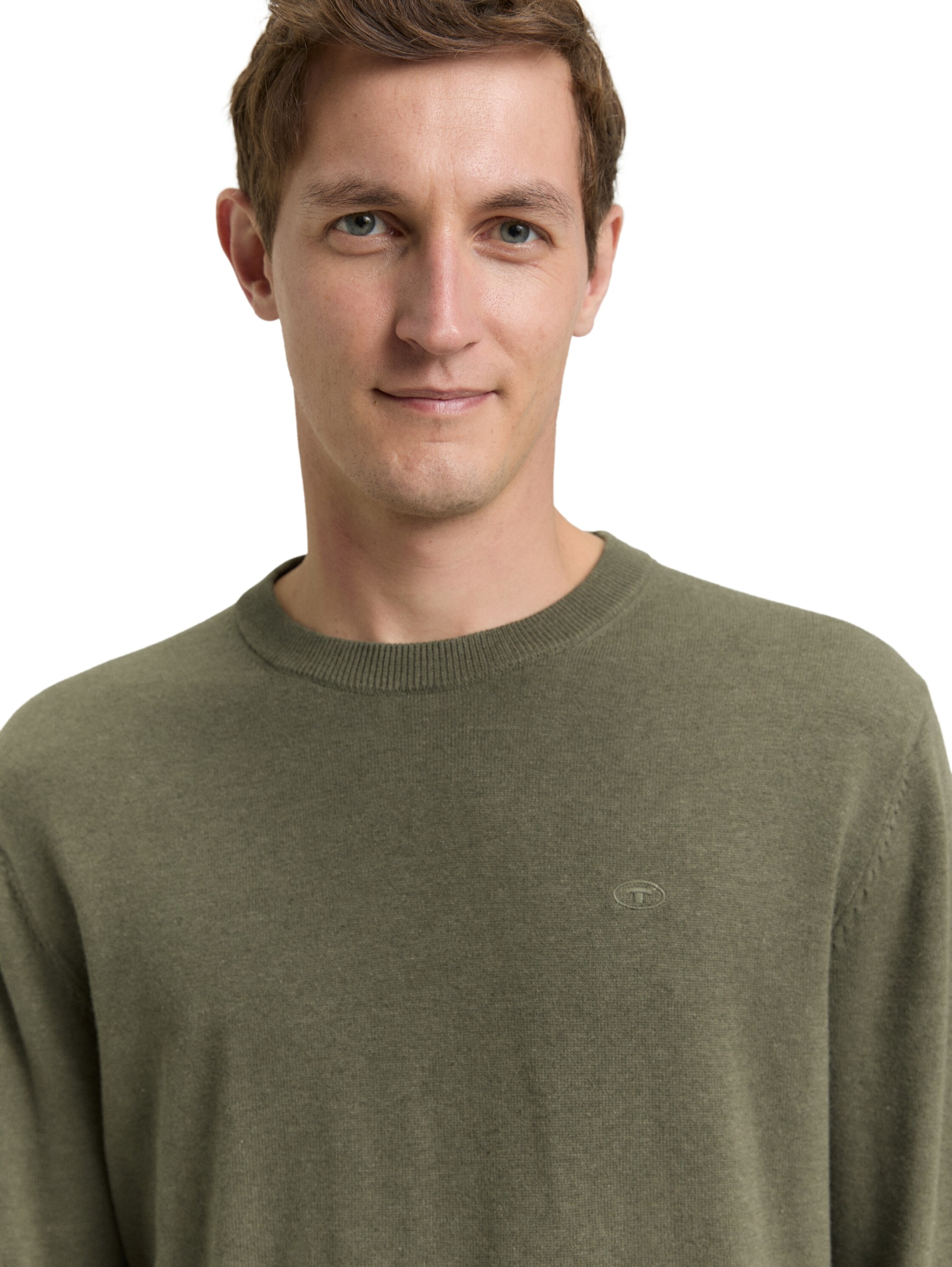 TOM TAILOR Rundhalspullover mit Logostickerei