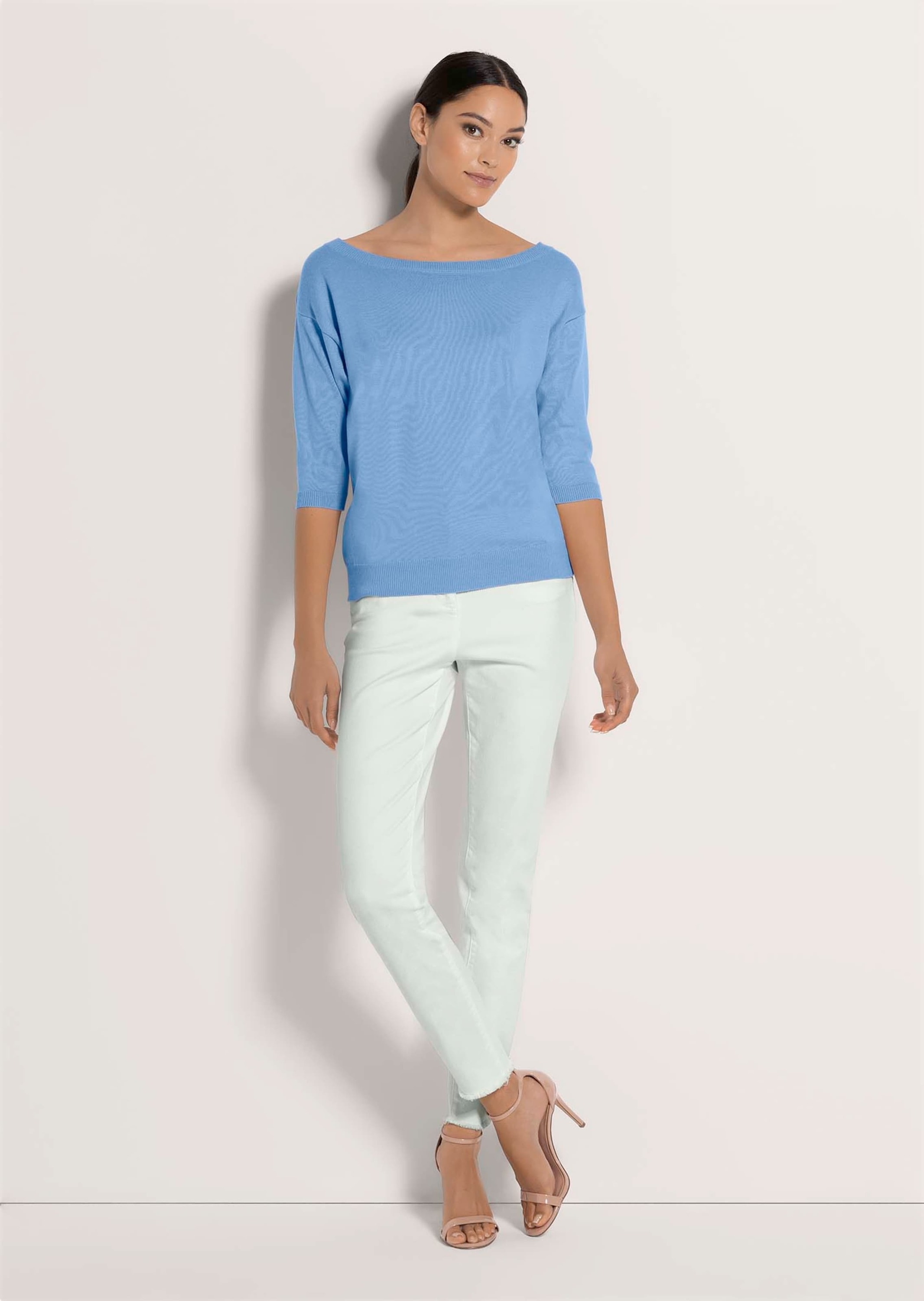 MADELEINE Longpullover »Strickpullover Sommerlicher Baumwollpullover mit 3/4-Ärmeln« Legere Kurzform
