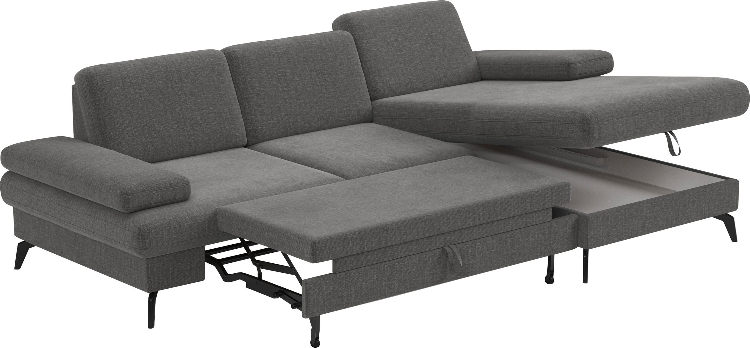 sit&more Ecksofa »Morris L-Form, inkl. Sitztiefenverstellung«, wahlweise mit Armteilverstellung, Bettfunktion & Bettkasten