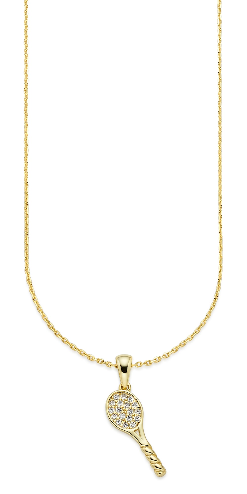 Firetti Kette mit Anhänger »Schmuck Geschenk Halskette mit Anhänger Tannisschläger« mit Zirkonia (synth.)