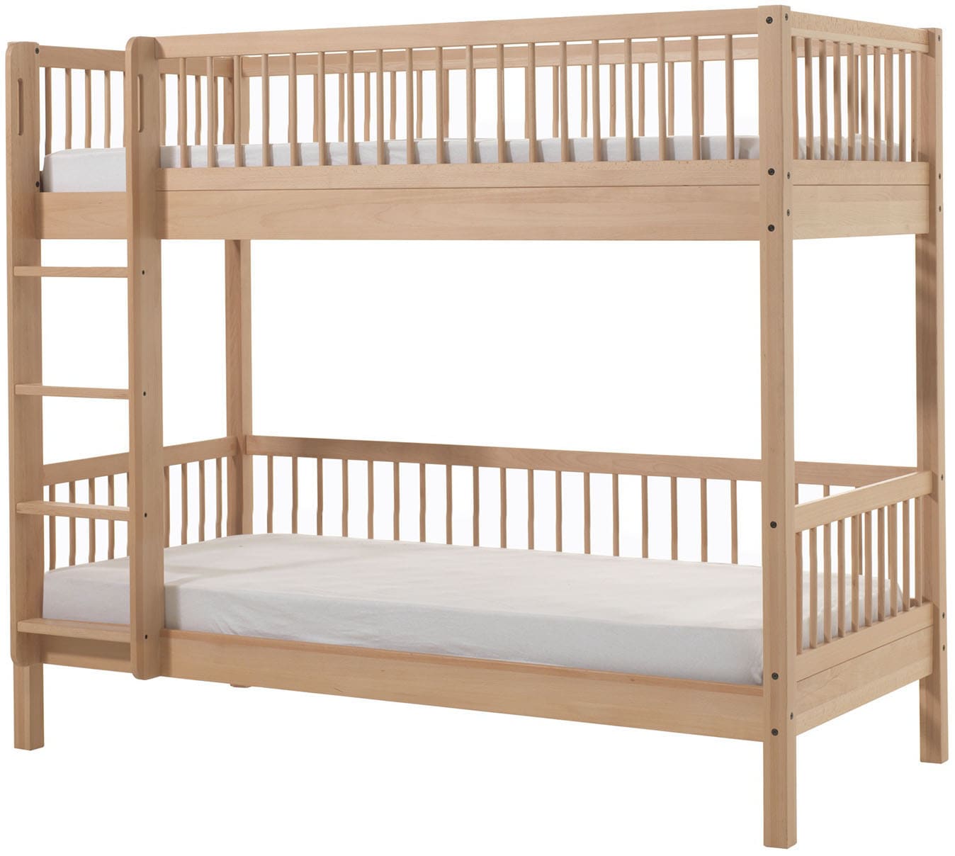 Vipack Etagenbett »Forrest in Buche massiv natur lackiert, umlaufende Sprossen-Optik« 2 Liegeflächen 90/200cm, geteilte Pfosten ca. 55x55 mm, stabil gebaut,  inkl. Lattenrost, rückbaubar zu 2 Einzelbetten zur weiteren Nutzung