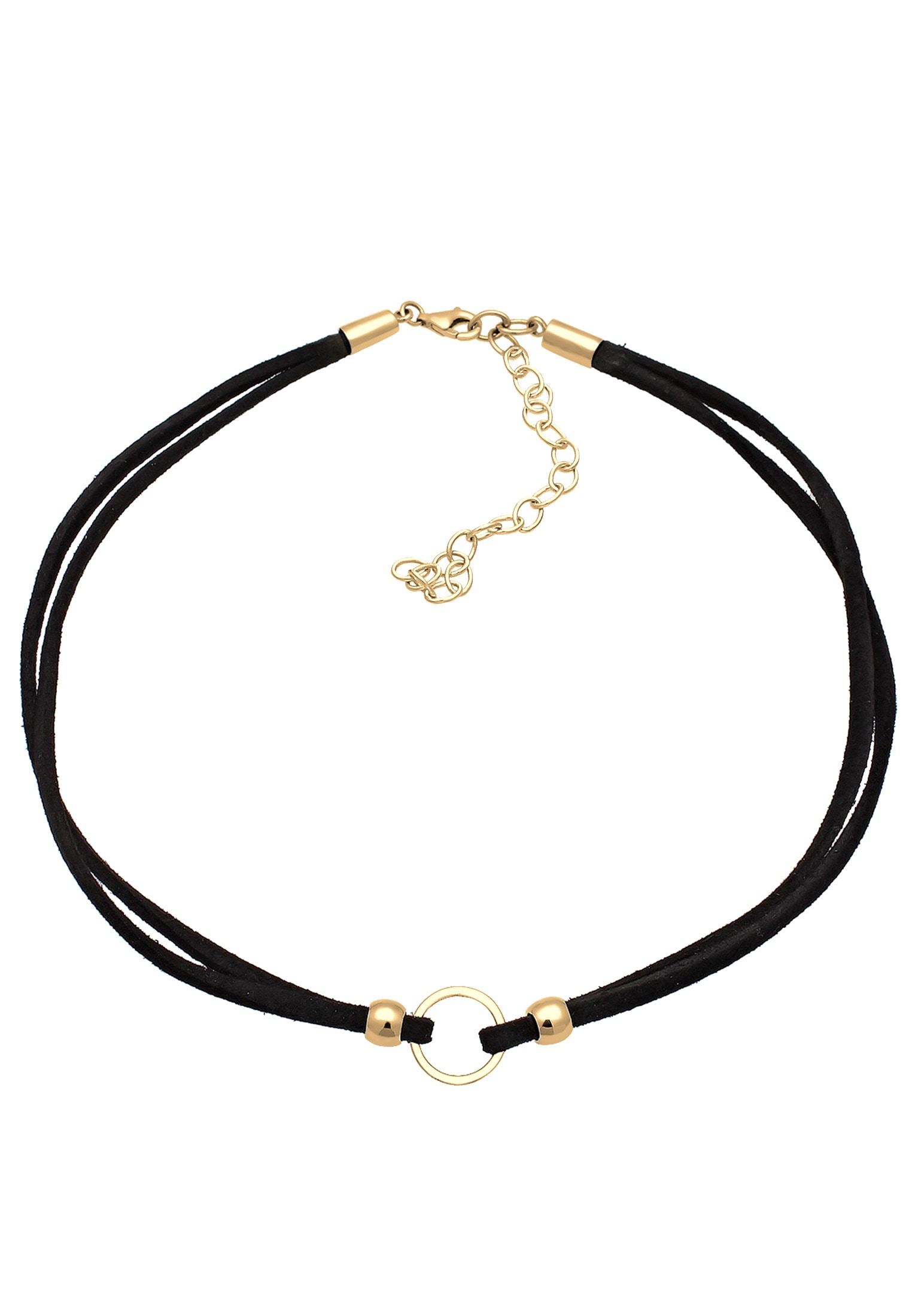 Elli Choker »Halskette Halsband schwarz Choker mit Kreis 925 Silber«