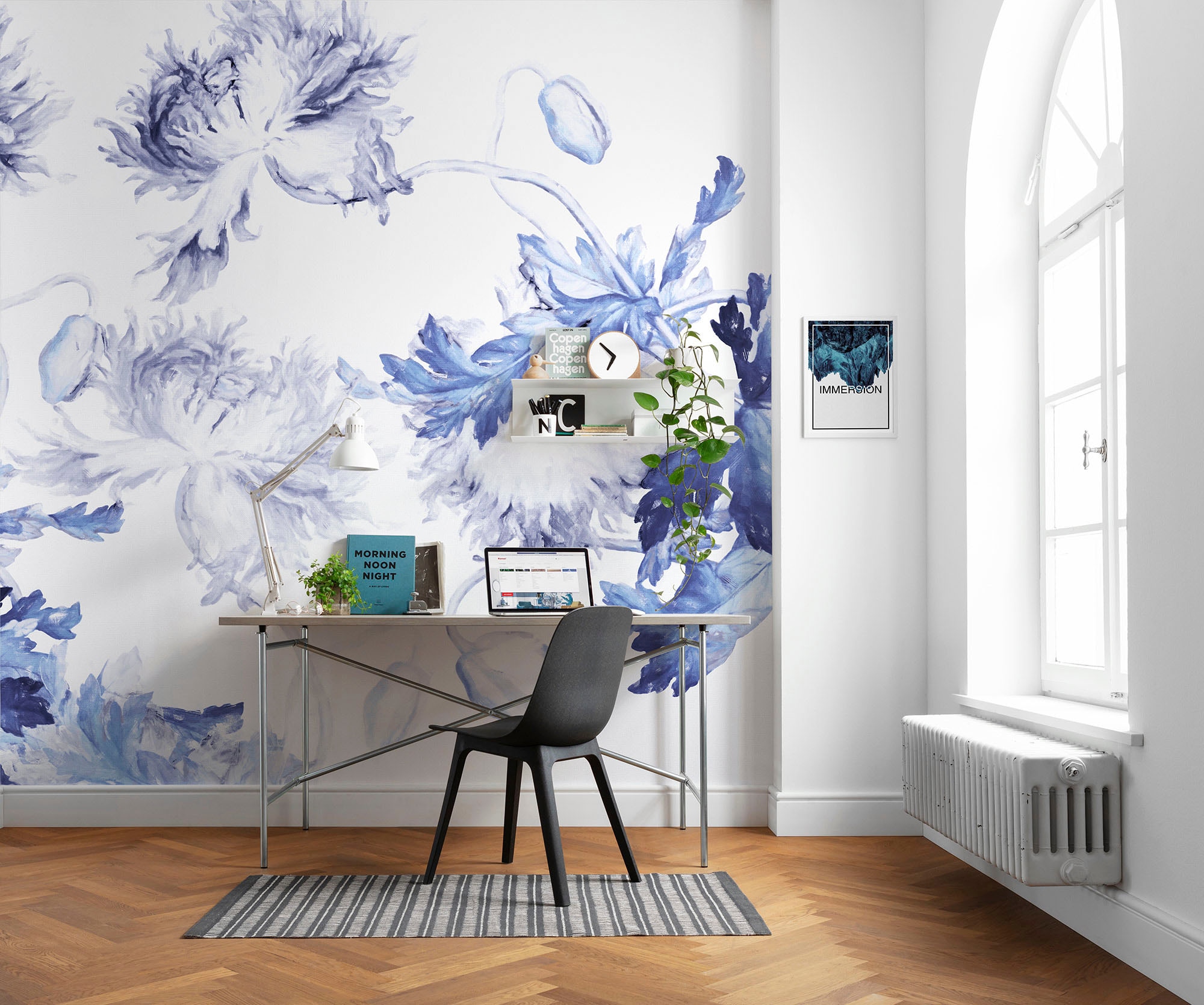 Komar Vliestapete »Digitaldruck Vlies - Blue Silhouettes - Größe 350 x 250 cm«, bedruckt, Wohnzimmer, Schlafzimmer