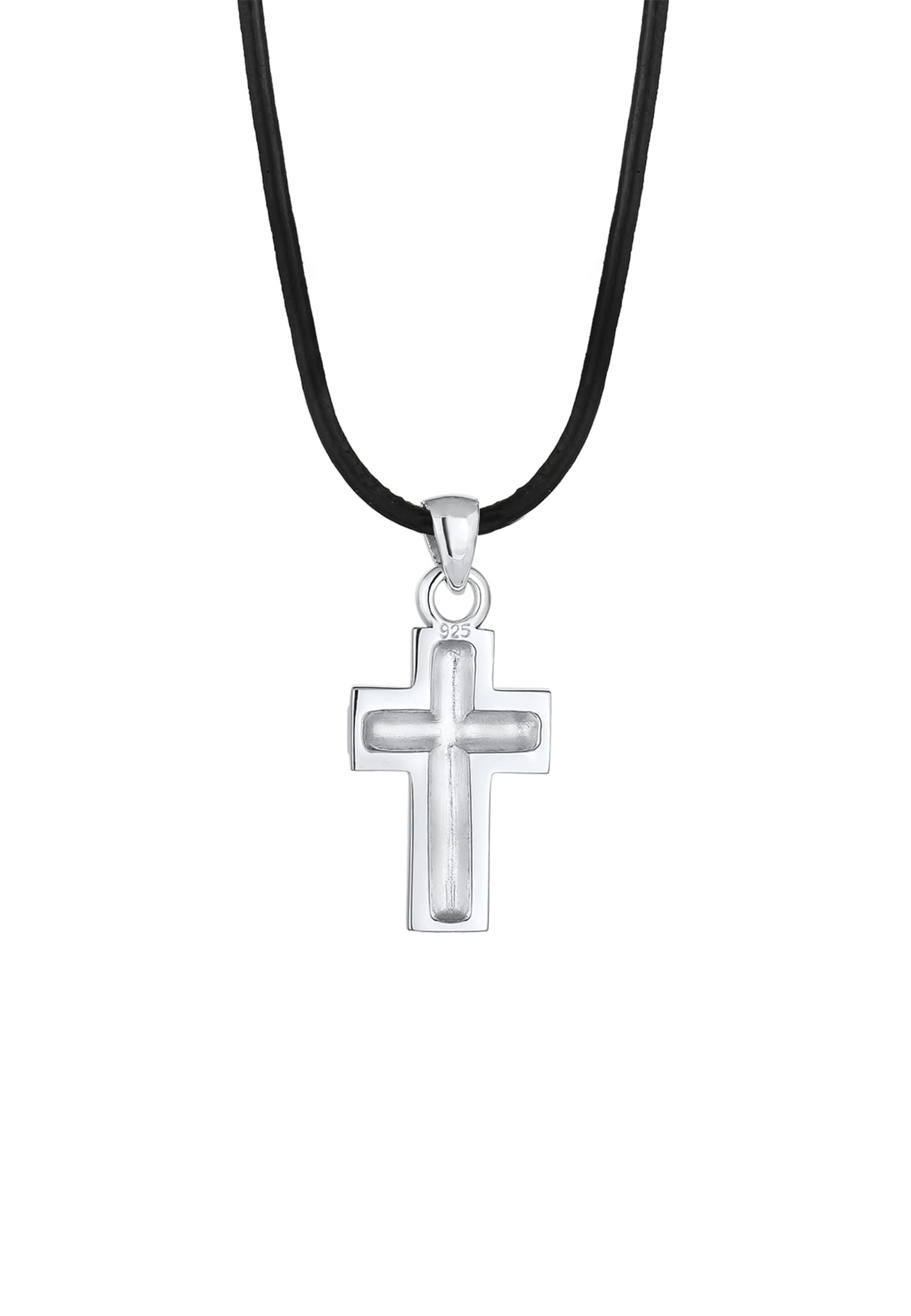 Kuzzoi Kette mit Anhänger »Halskette Lederkette Anhänger Kreuz 925 Sterling Silber«