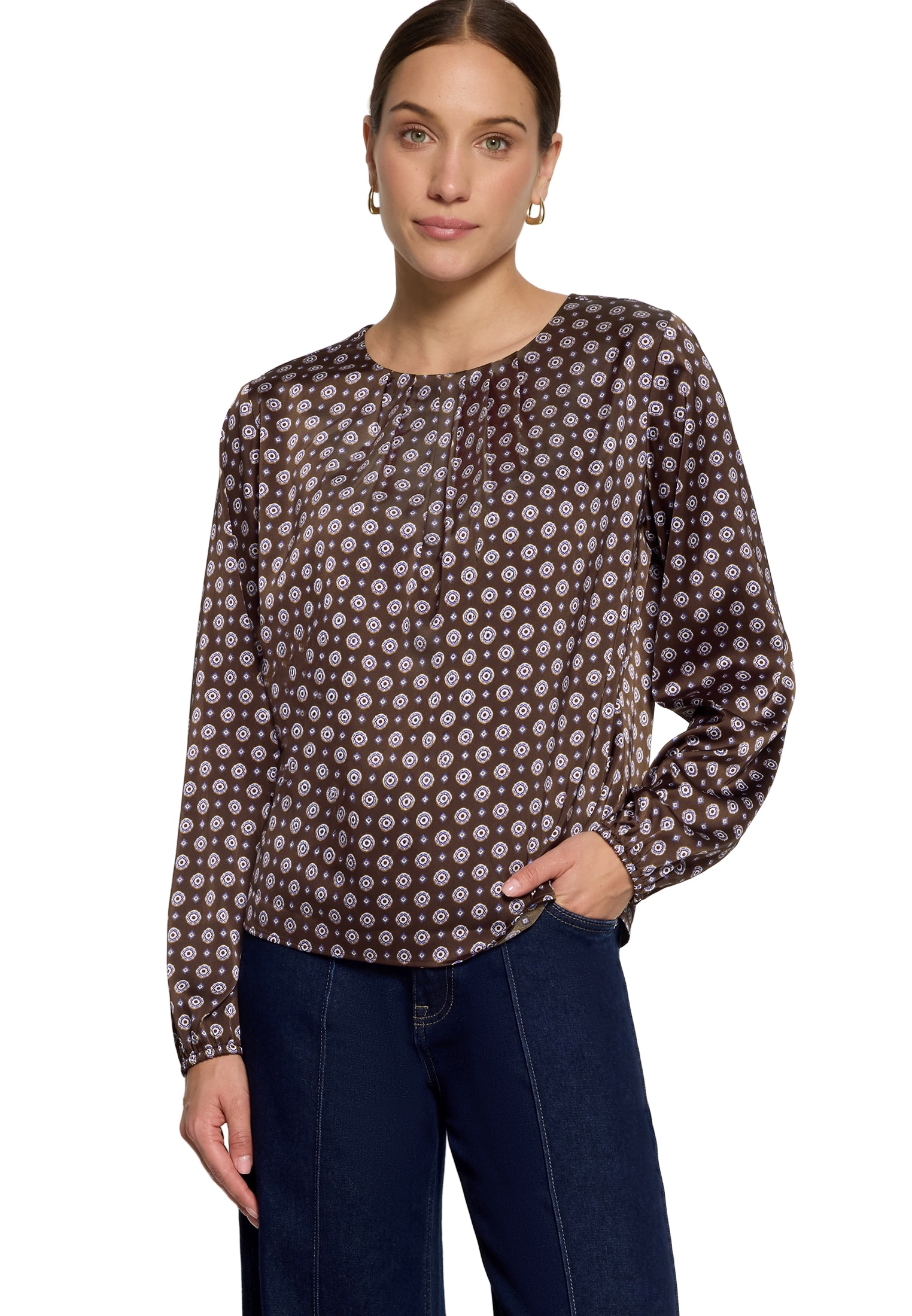 Zero Satinbluse »Satin-Bluse mit Print.«