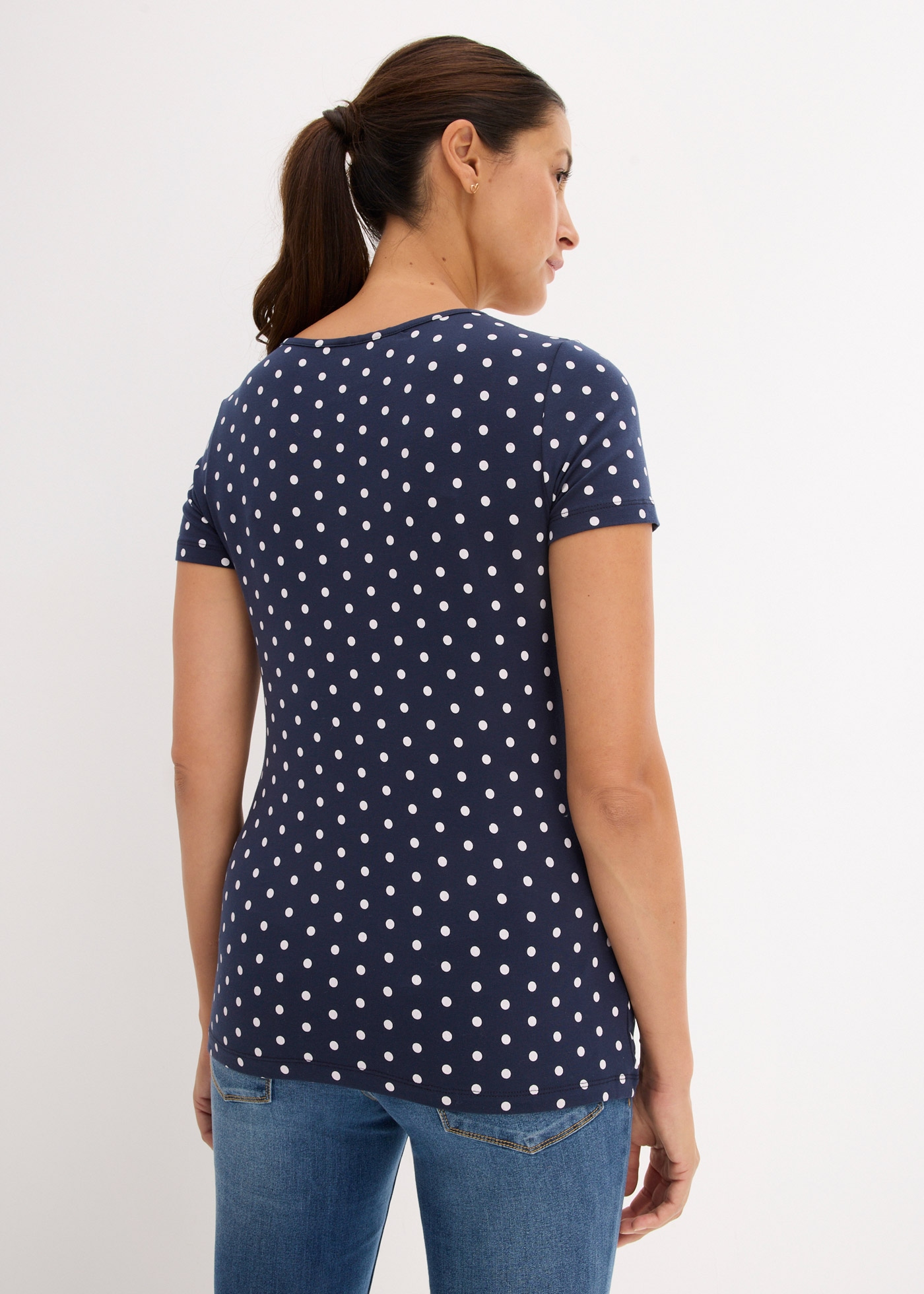 bonprix Umstandsshirt Packung, 2 tlg. figurbetonte Passform, seitliche Raffungen, gepunktetes Design